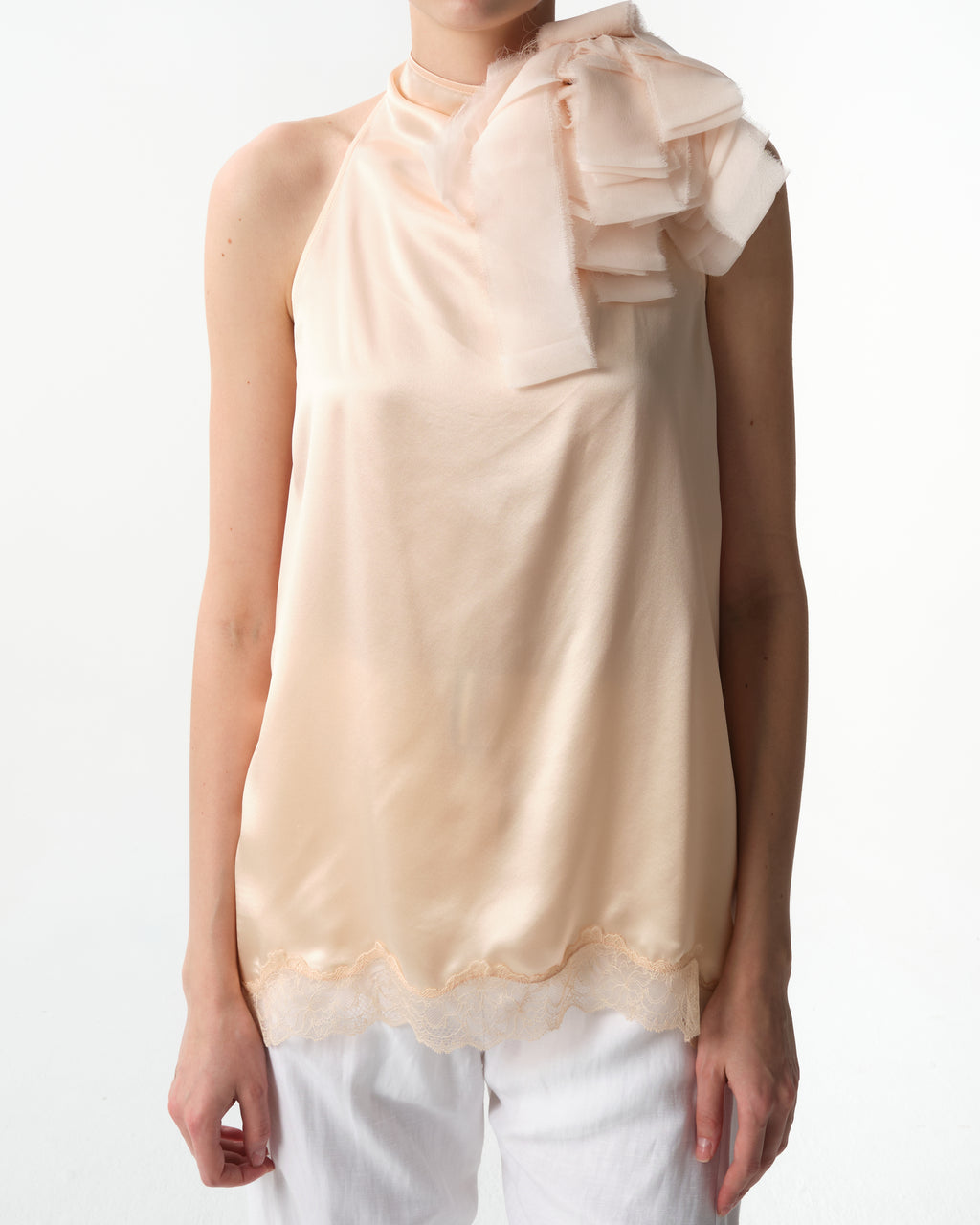 Silk Satin Tie Blouse