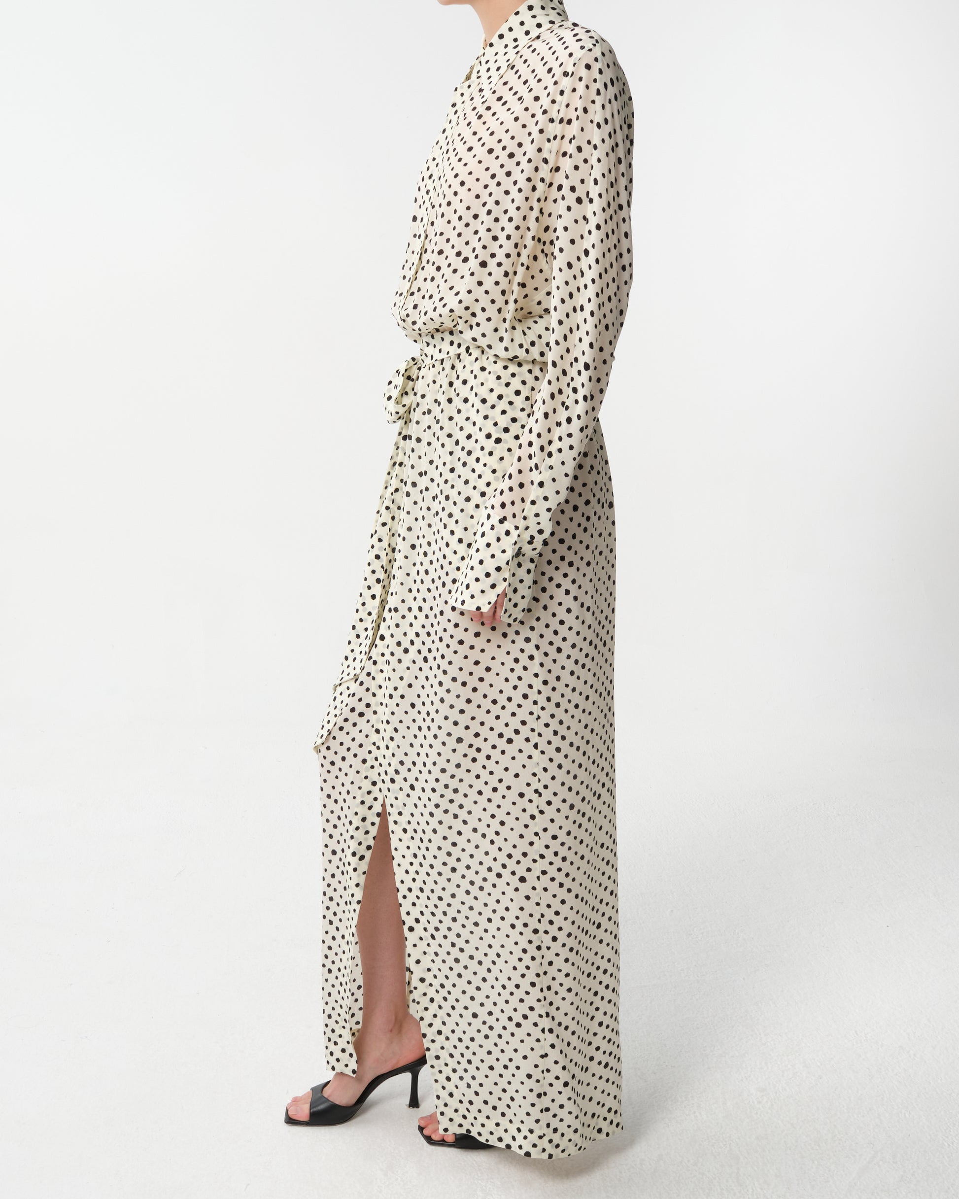 Polka-Dot Silk Maxi Dress