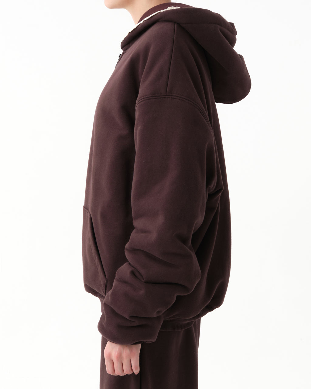 Lace-Detail Zip-Up Hoodie