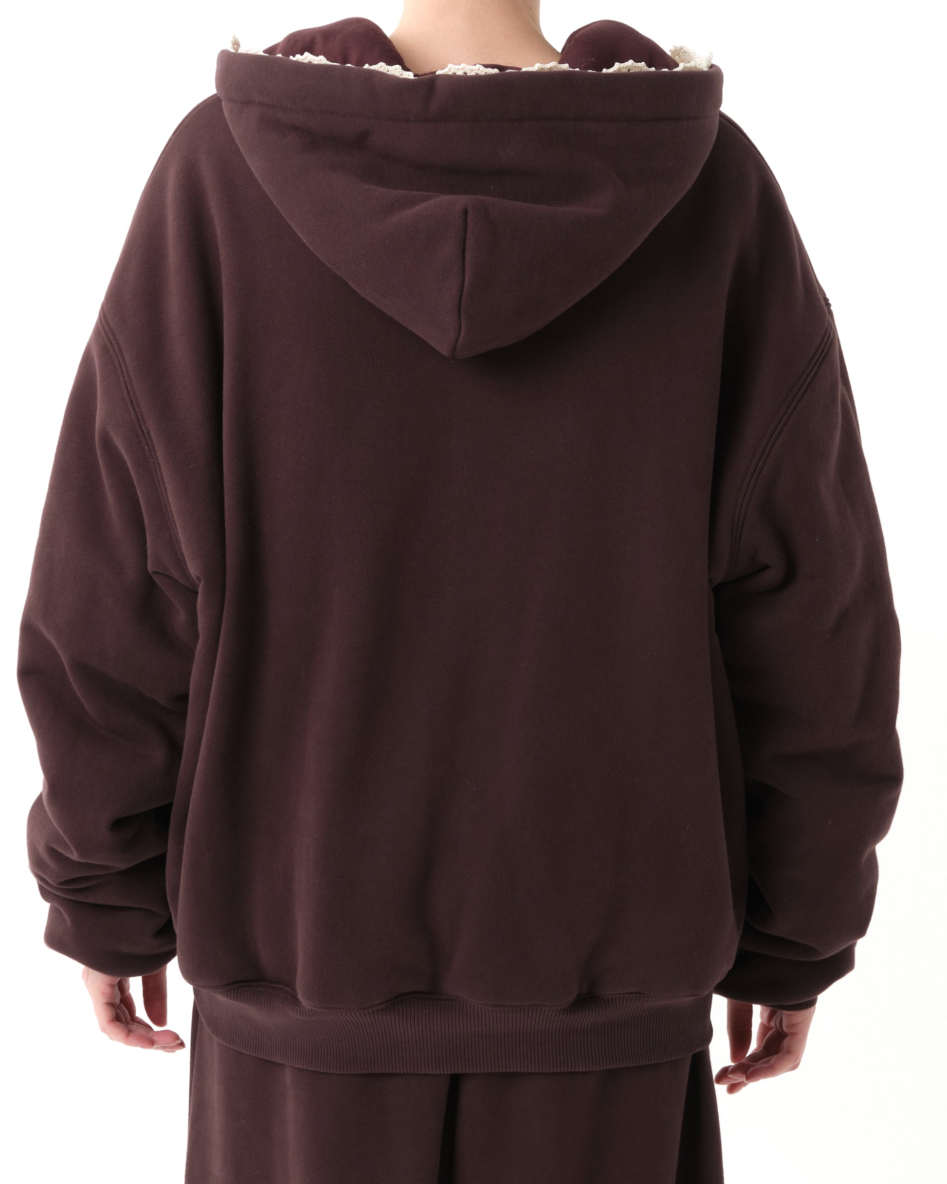 Lace-Detail Zip-Up Hoodie