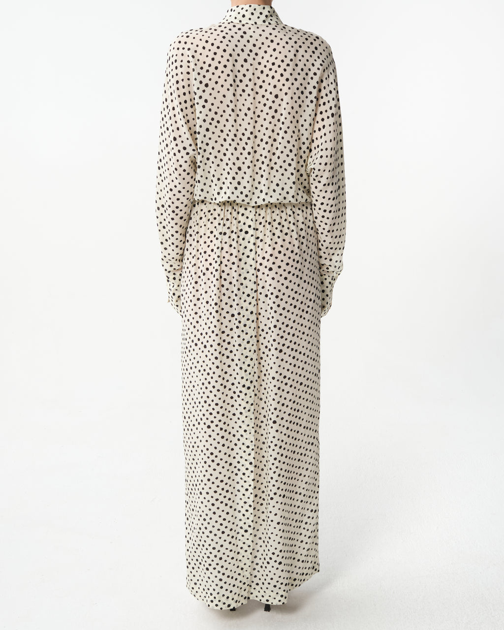 Polka-Dot Silk Maxi Dress
