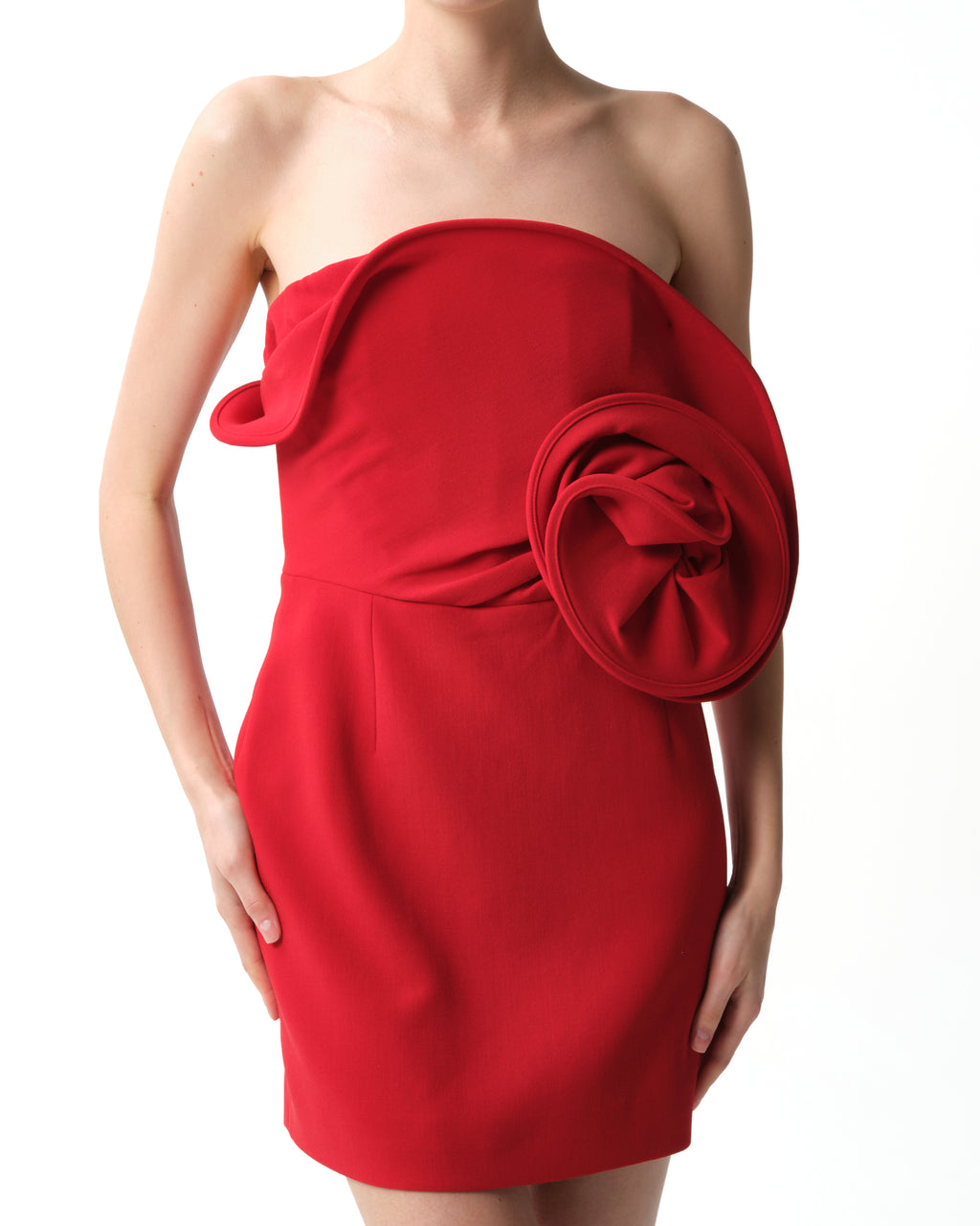 Sculptural Rose Mini Dress