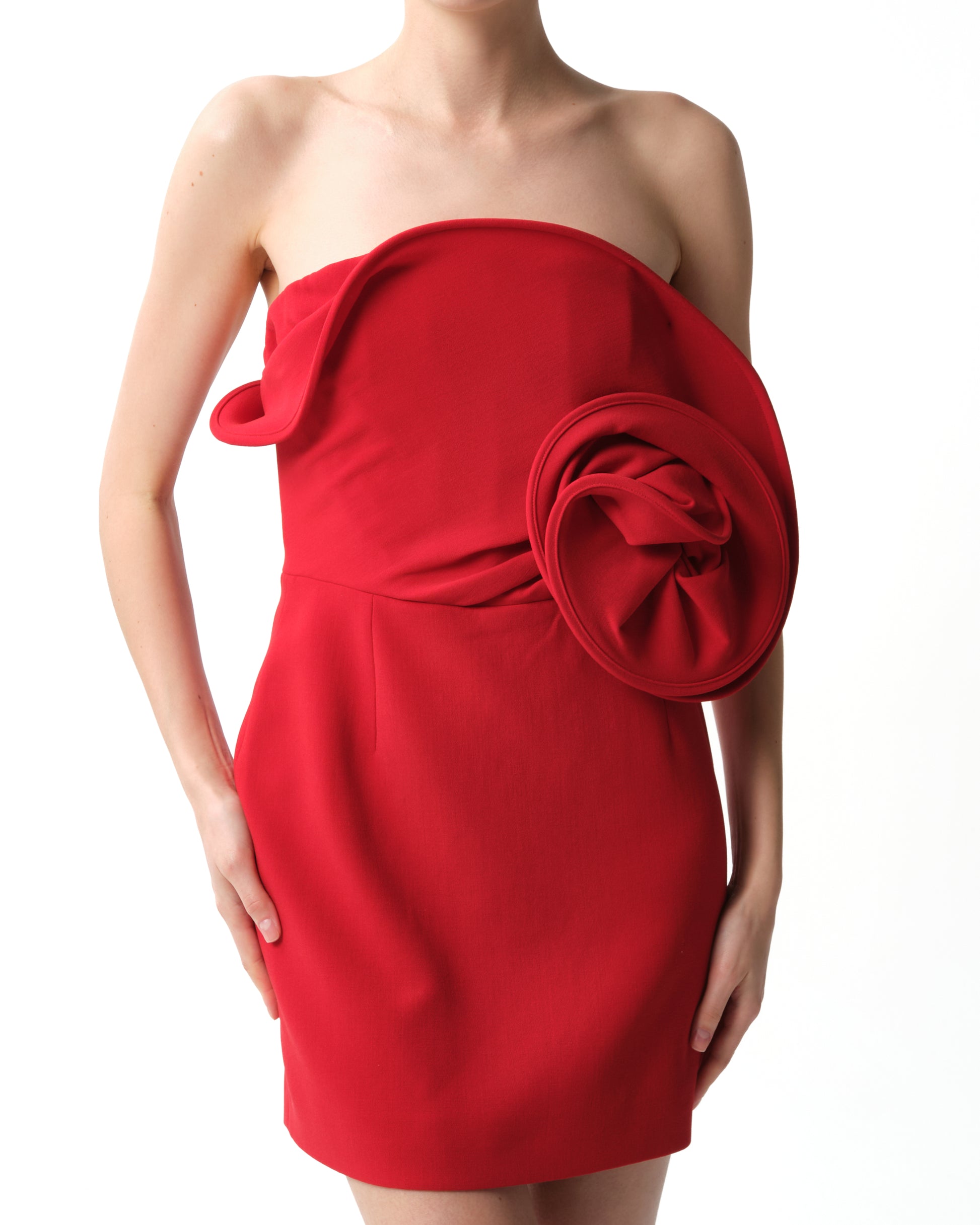 Sculptural Rose Mini Dress