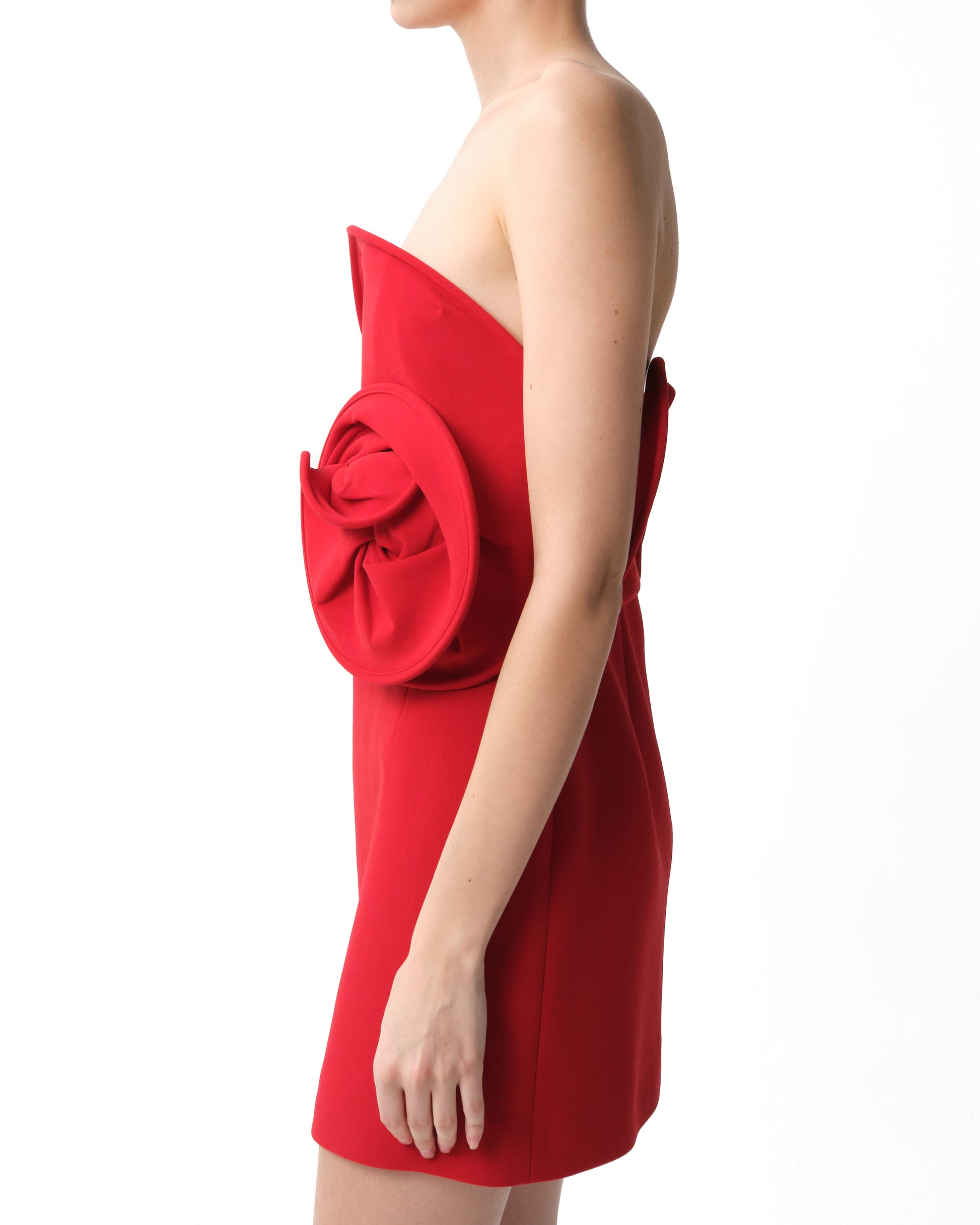 Sculptural Rose Mini Dress