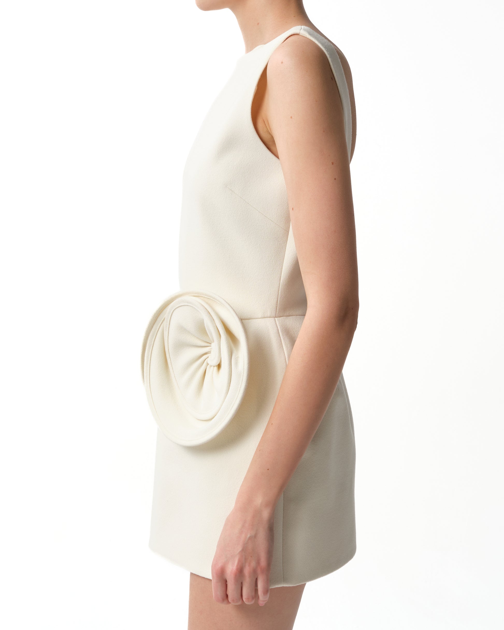 Crepe Mini Dress with Roses