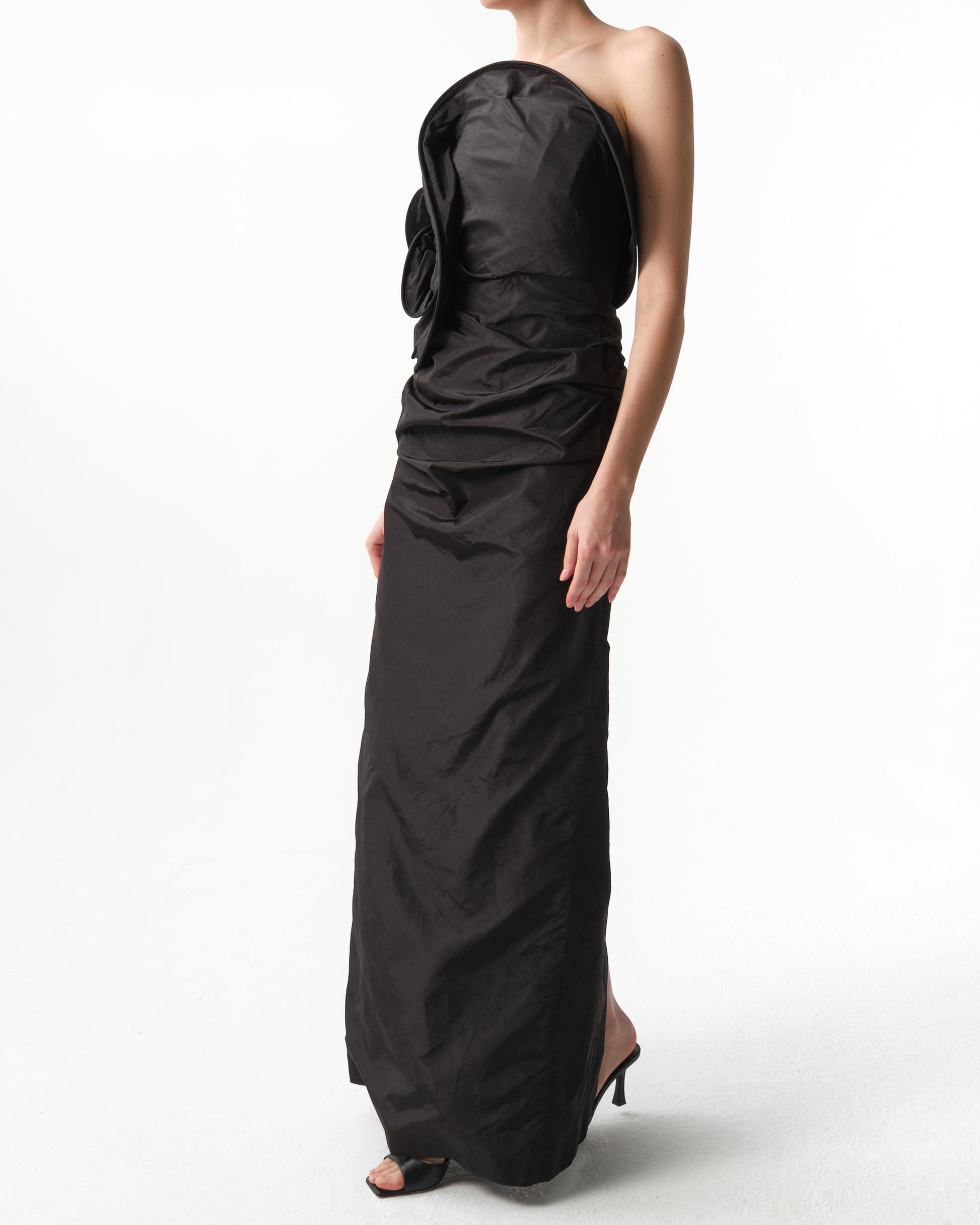 Sculptural Rose Gown in Taffeta Silk