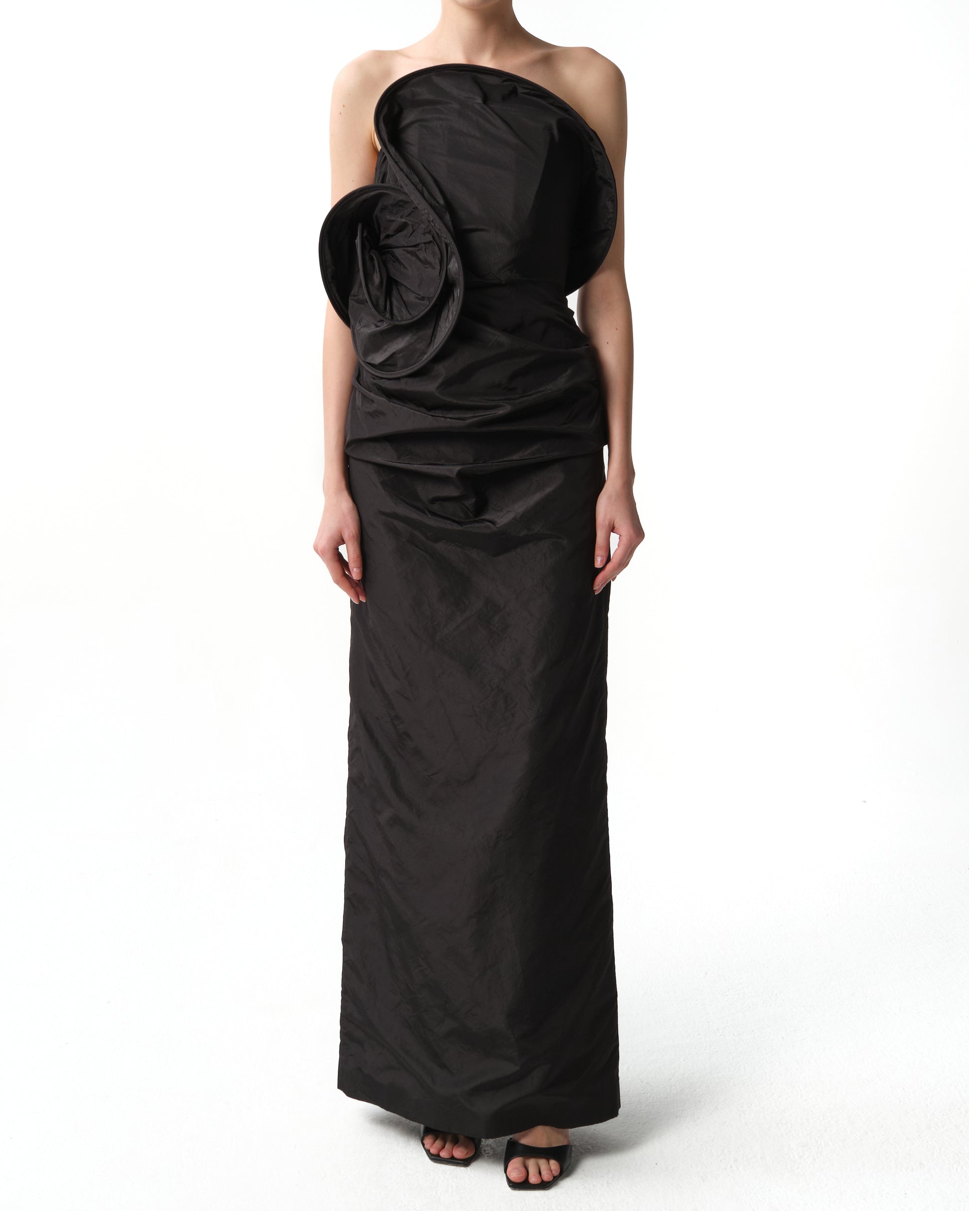 Sculptural Rose Gown in Taffeta Silk