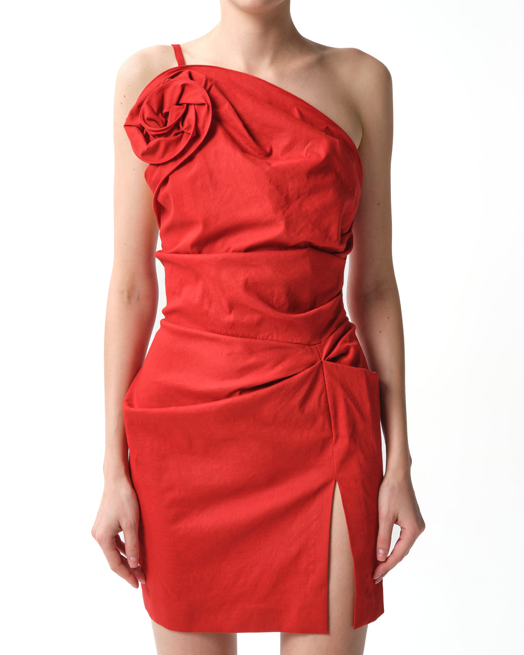 One-Shoulder Ruched Mini Dress