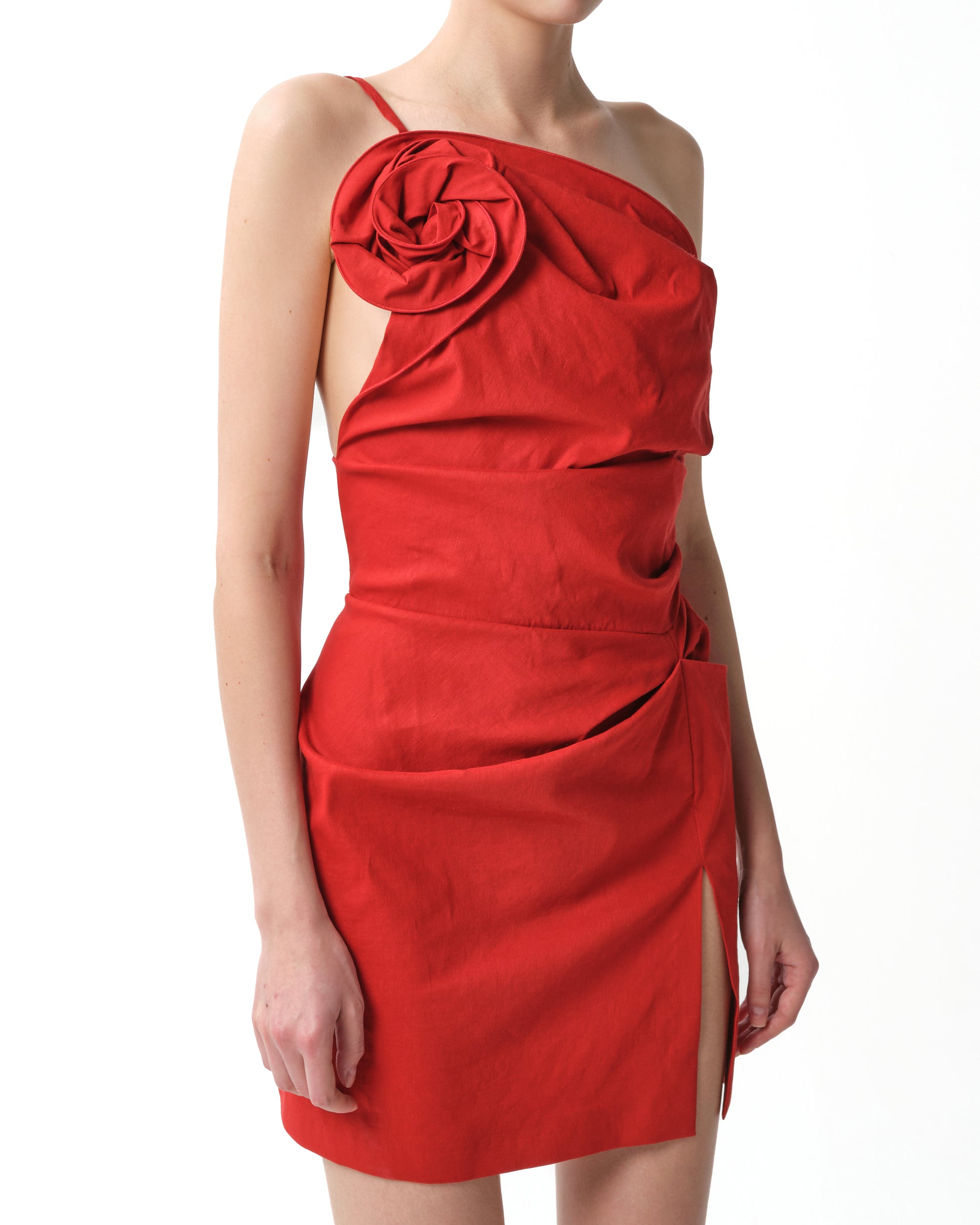 One-Shoulder Ruched Mini Dress