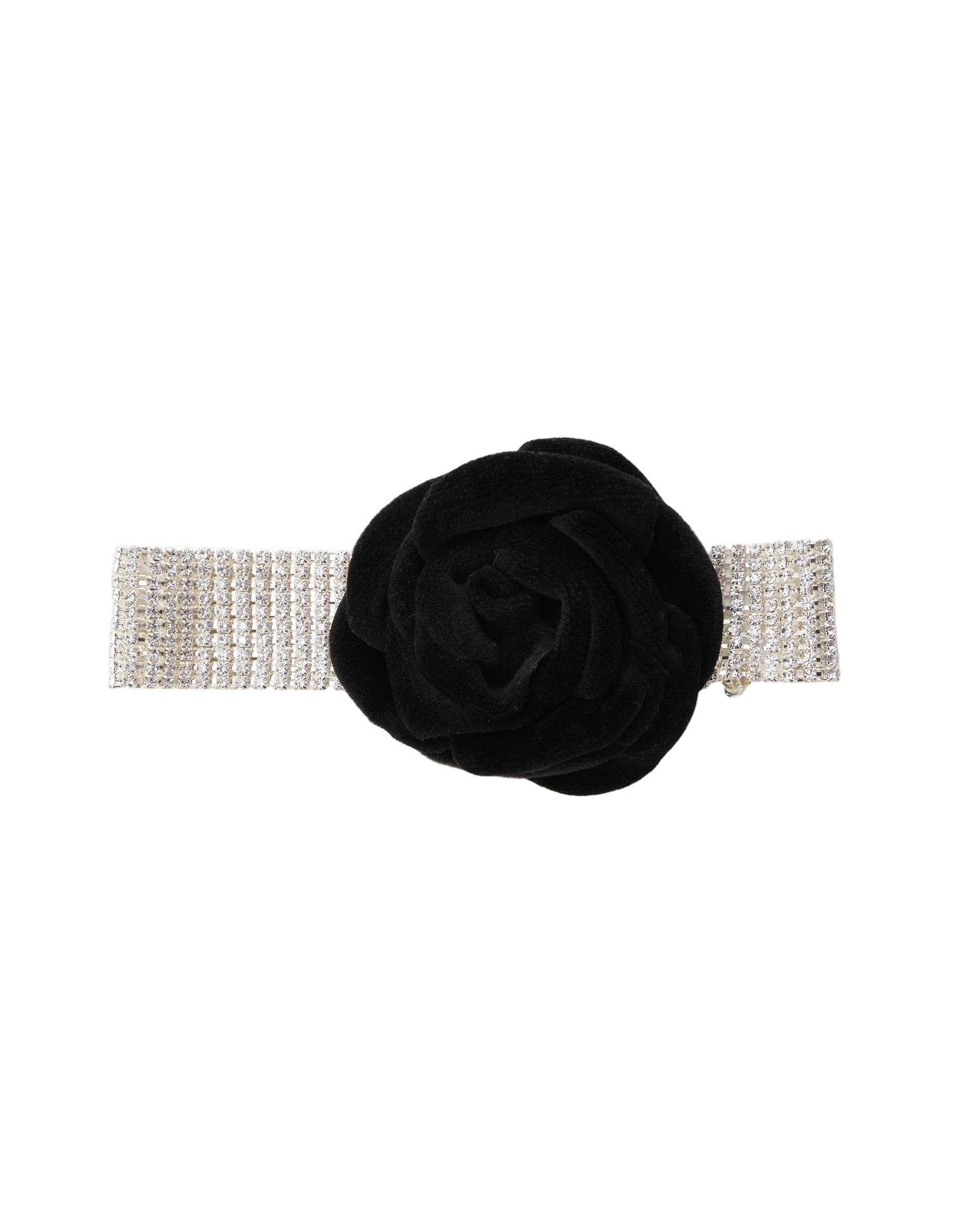 Velvet Rosette Crystal Choker