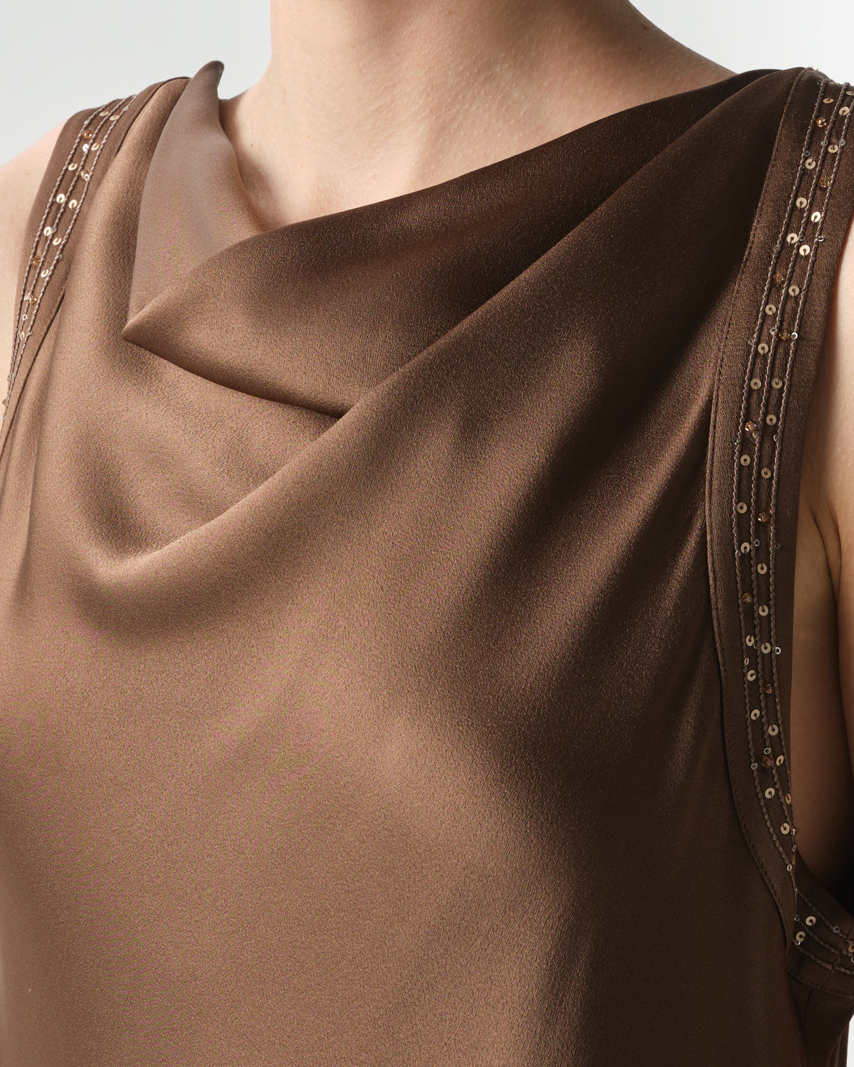 Satin Paillette Sleeveless Dress