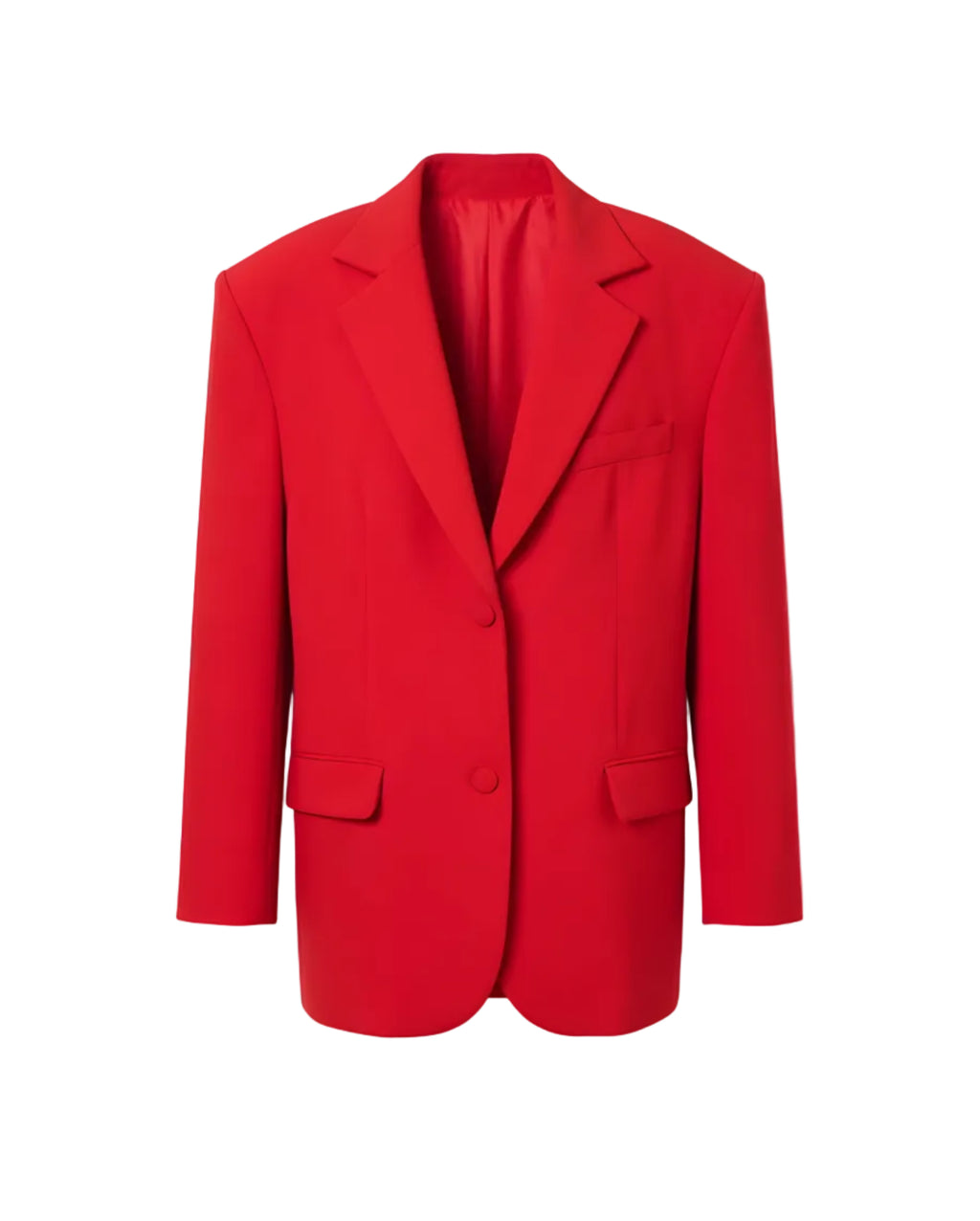 Padded-Shoulder Wool Blazer