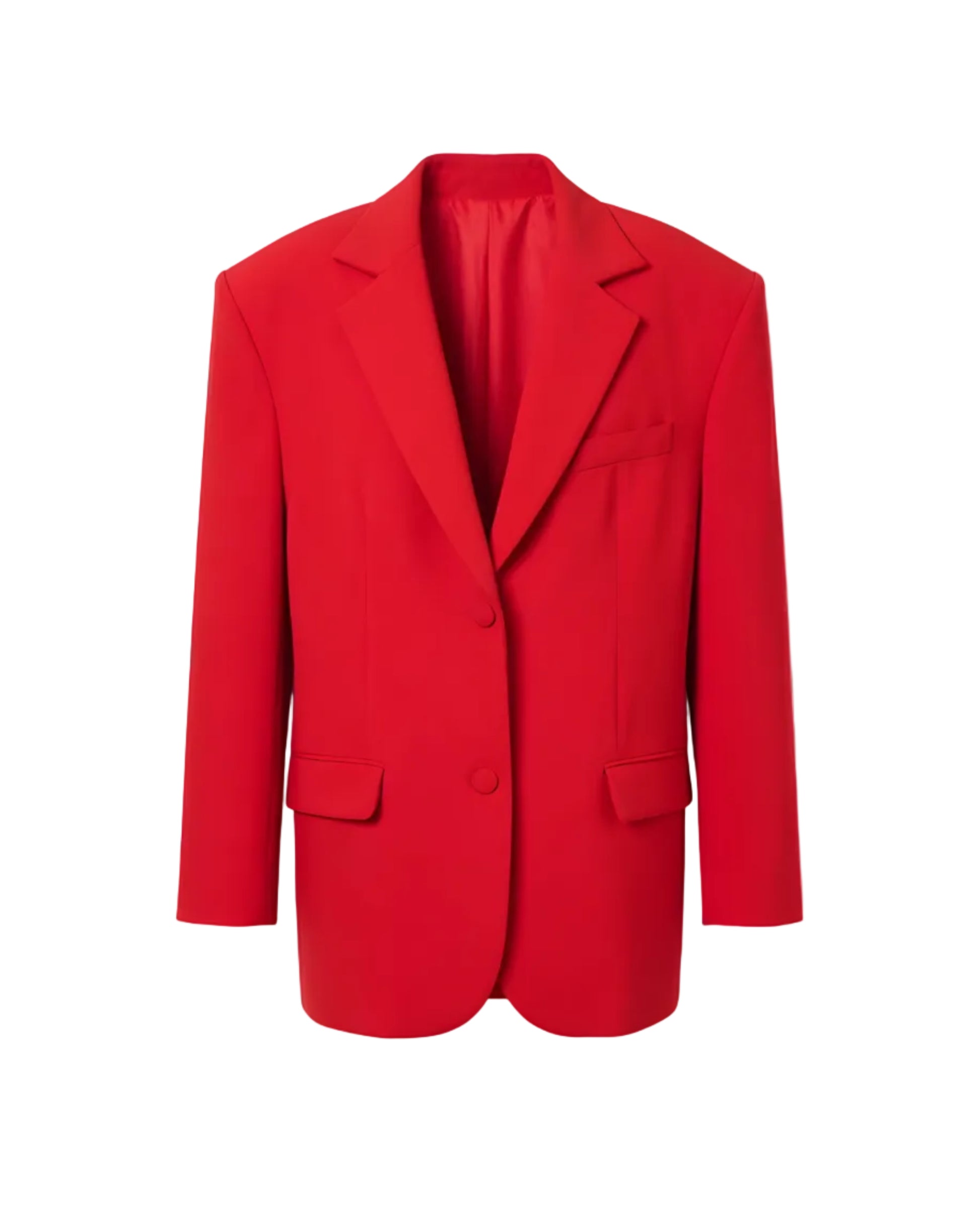 Padded-Shoulder Wool Blazer