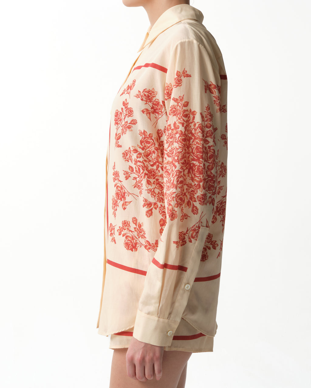 Silk Scarf Floral Print Shirt