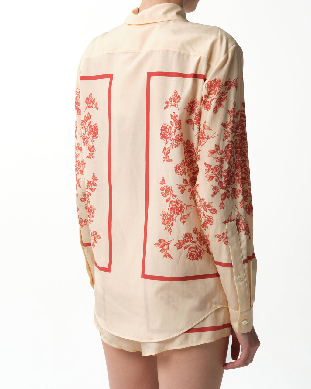 Silk Scarf Floral Print Shirt