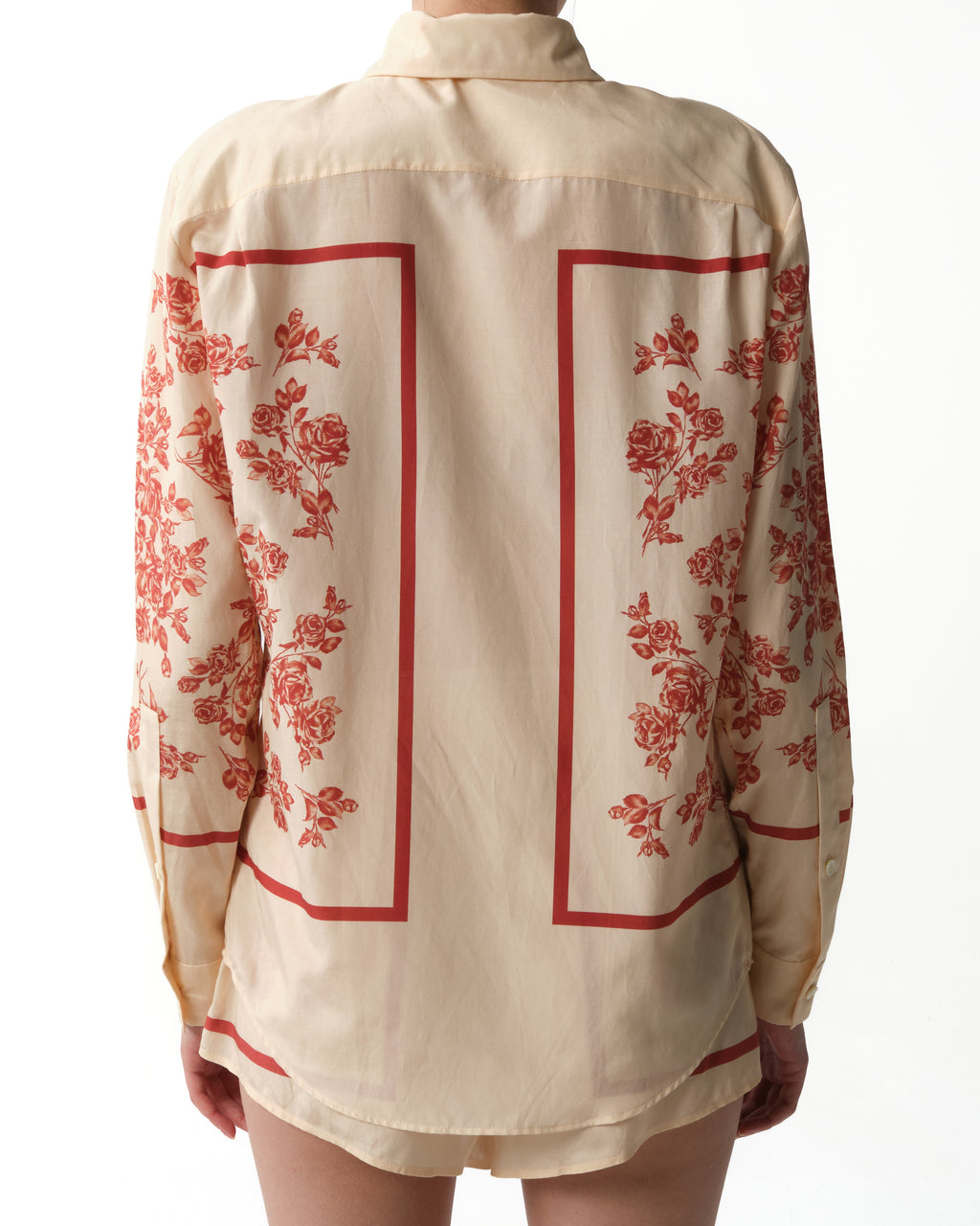 Silk Scarf Floral Print Shirt