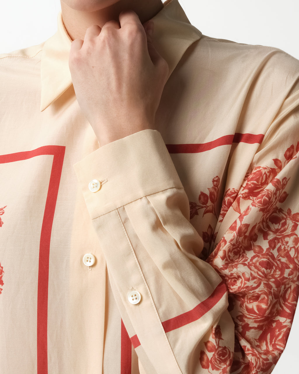 Silk Scarf Floral Print Shirt