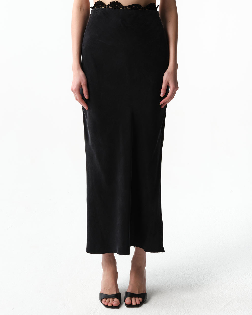 Lace-Detailed Midi Skirt