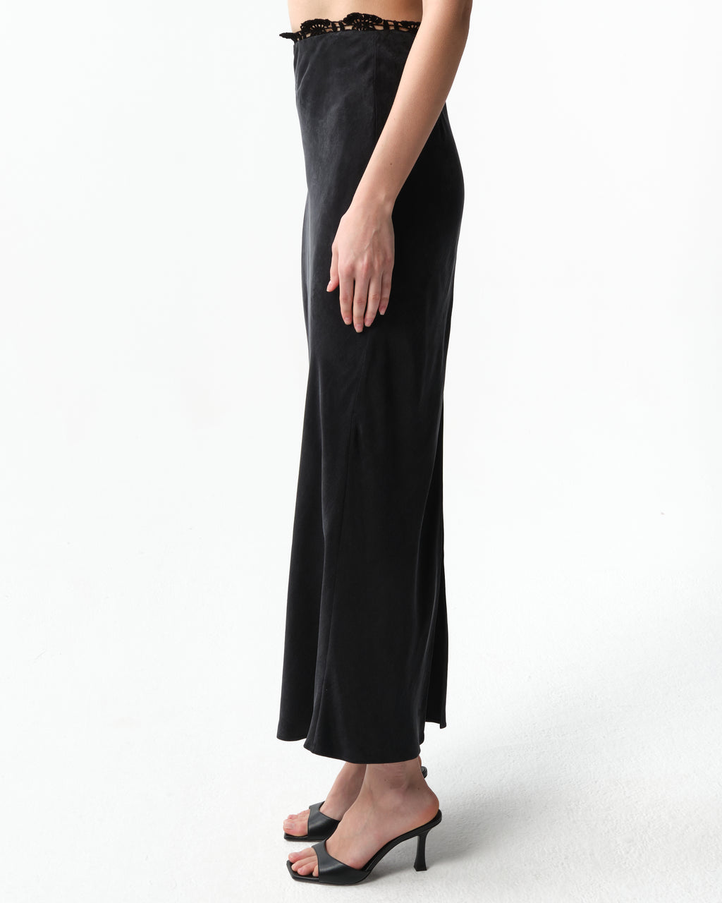 Lace-Detailed Midi Skirt