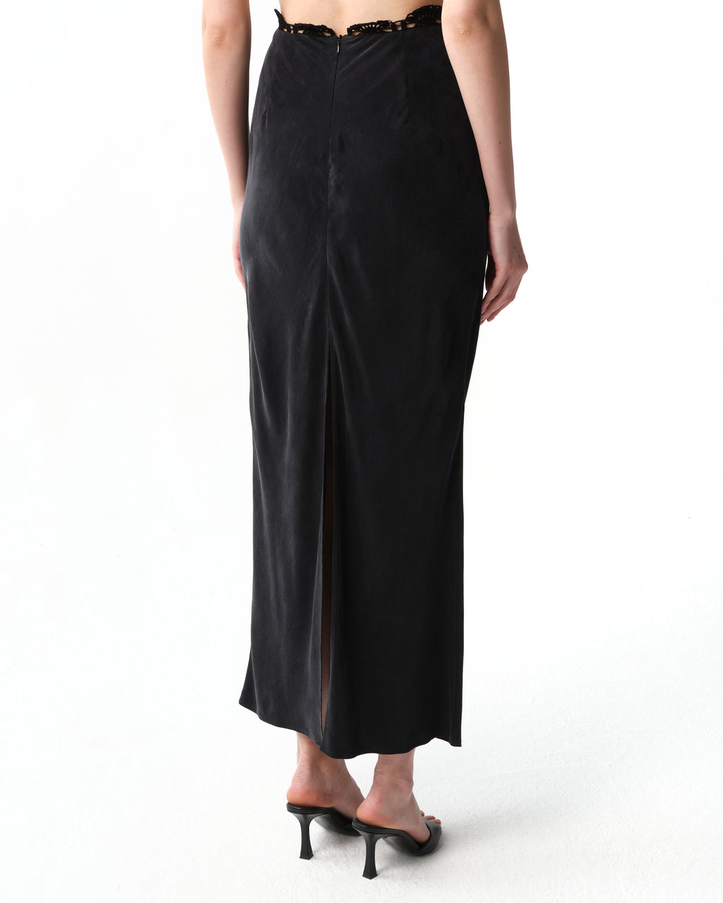 Lace-Detailed Midi Skirt