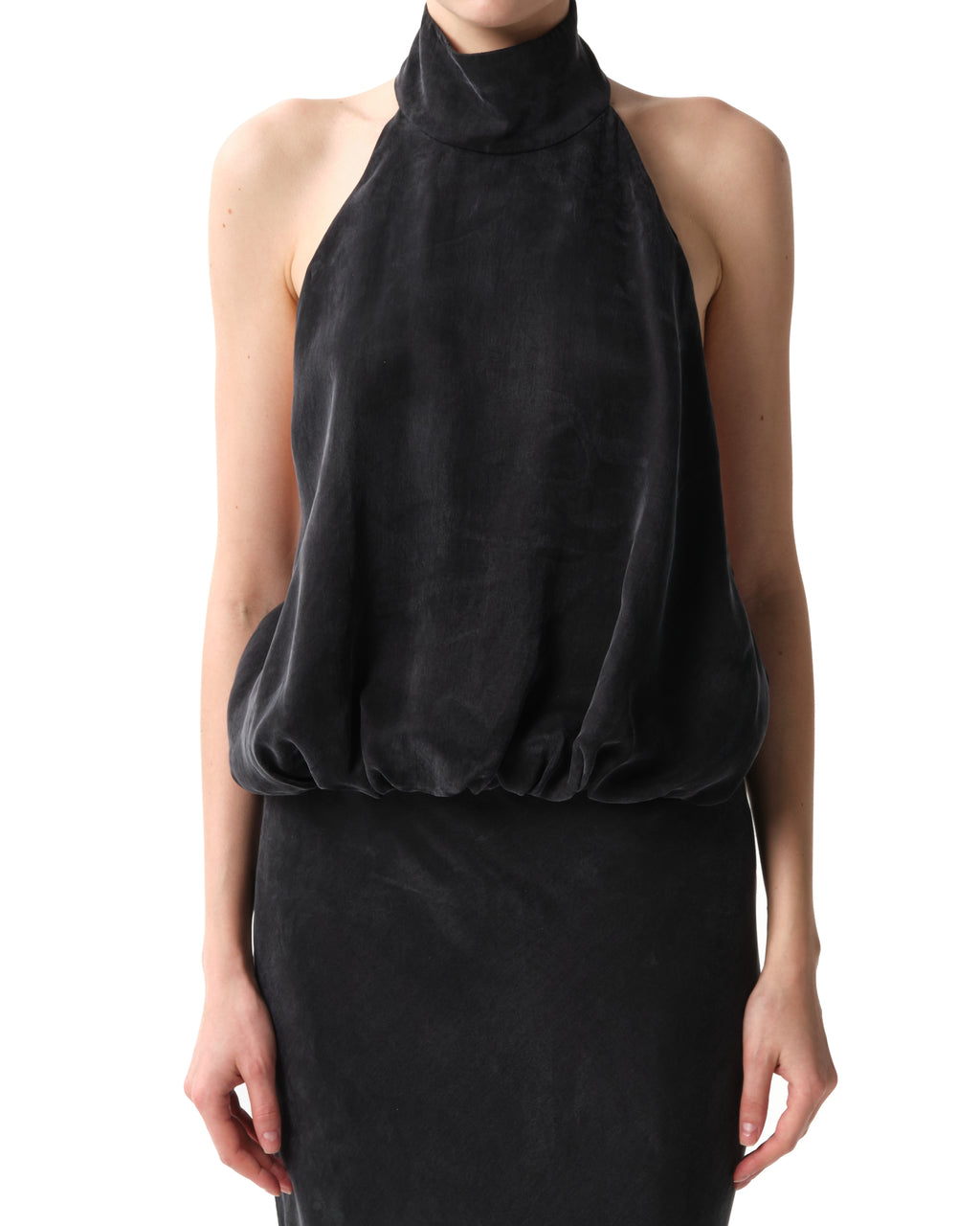 Silk High Neck Balloon Top