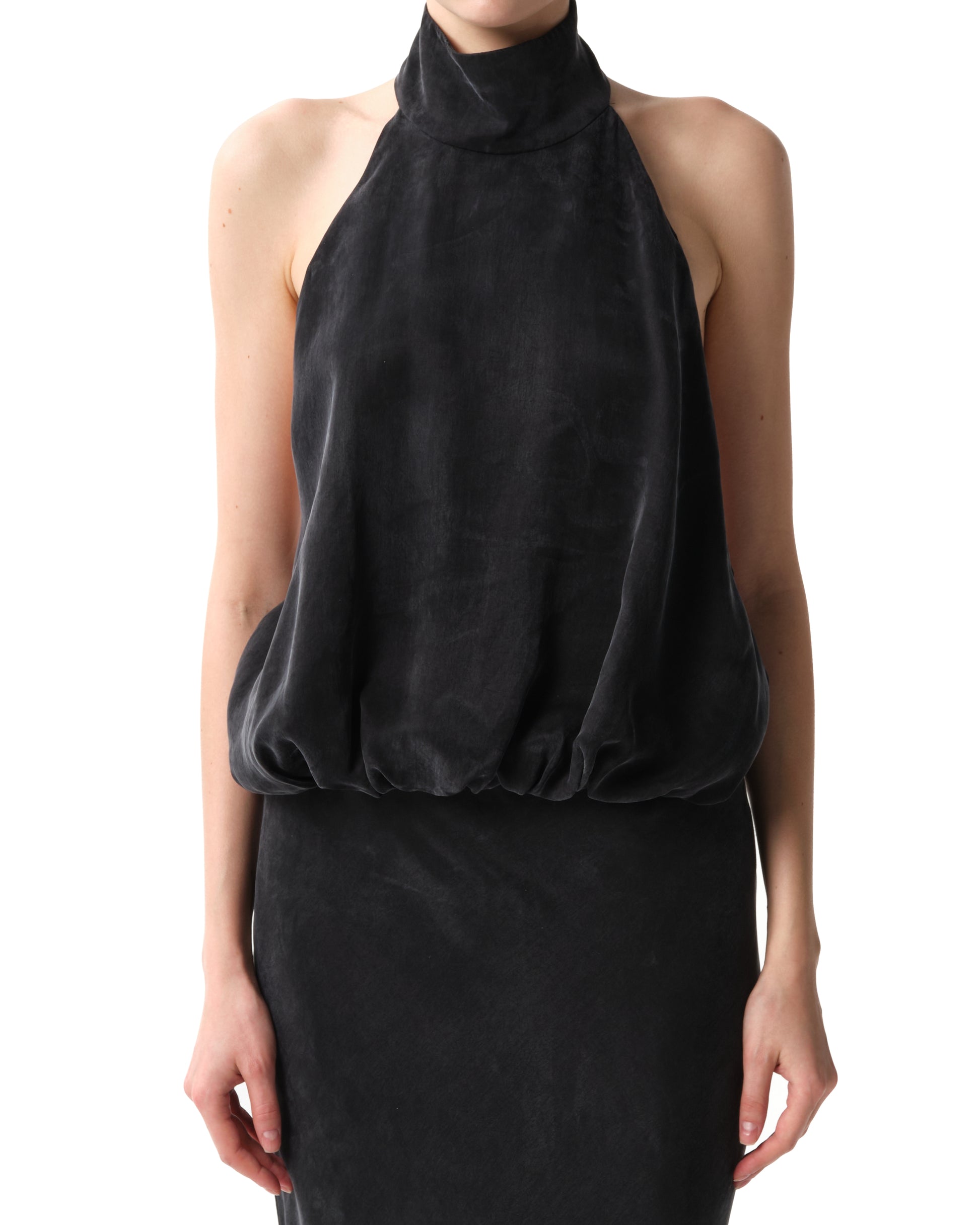 Silk High Neck Balloon Top