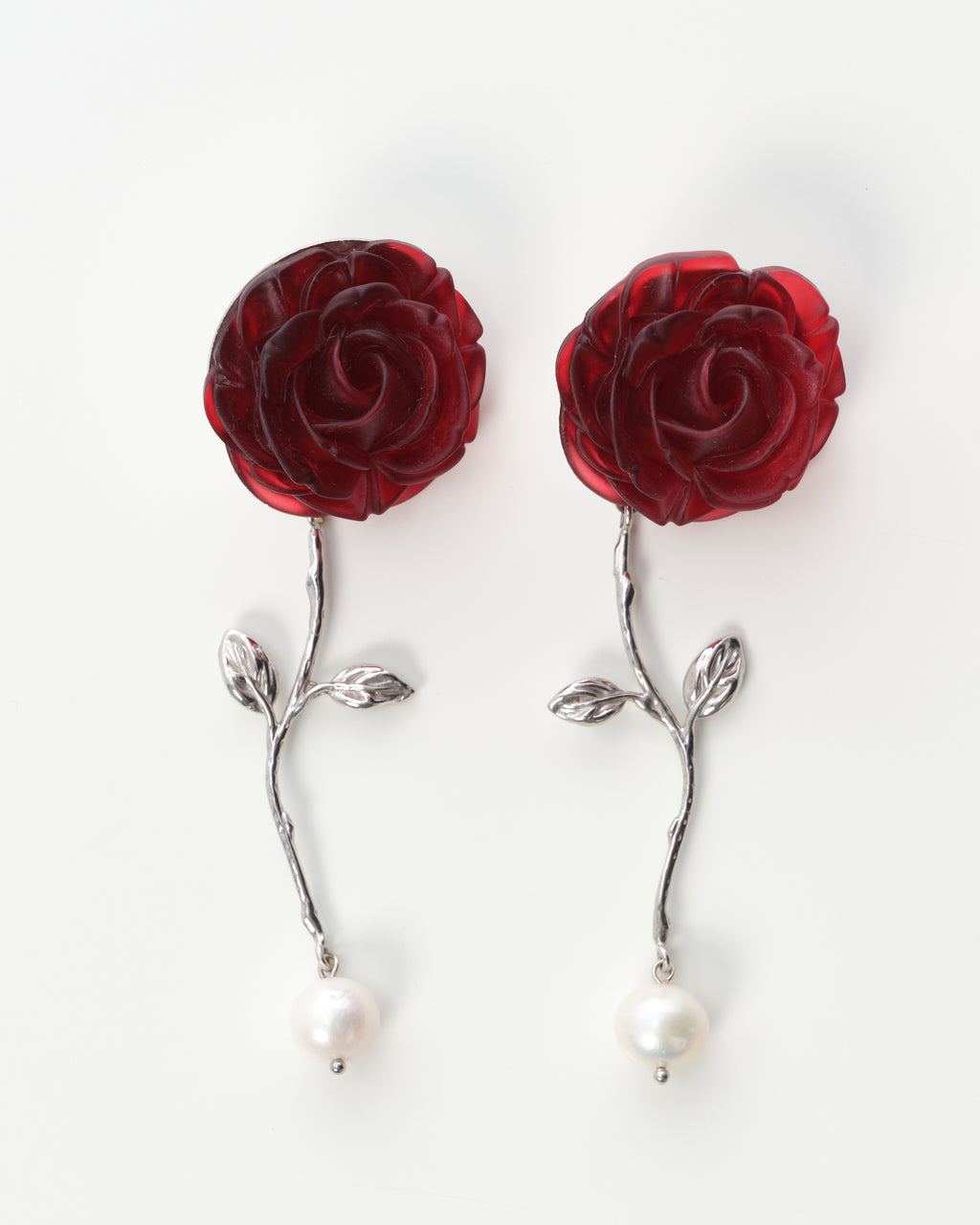 Rose-Appliqué Drop Earrings