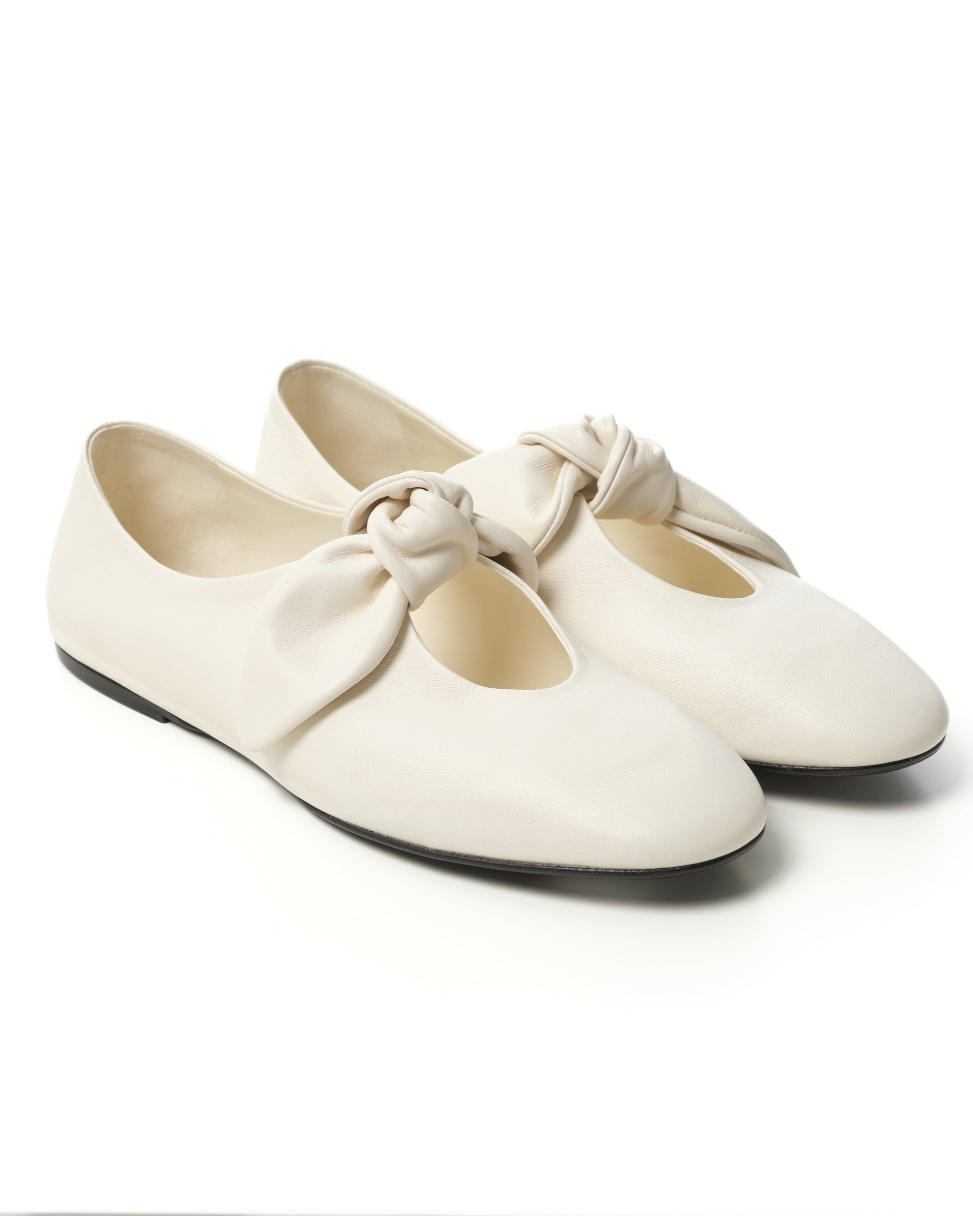 Bow-Detail Leather Flats