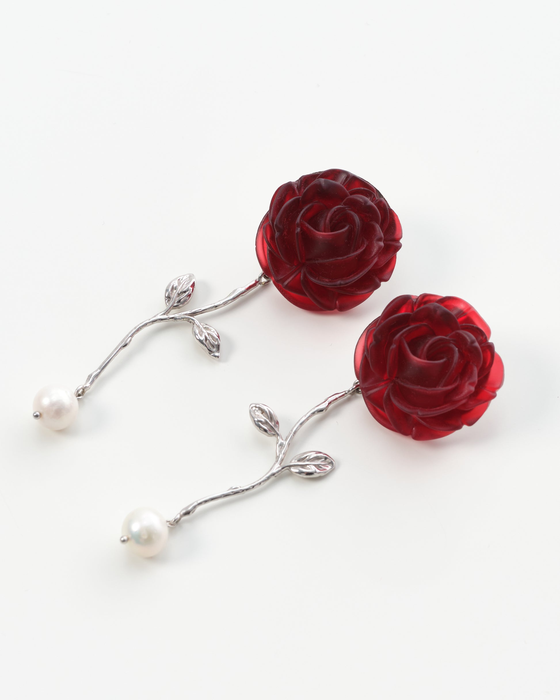 Rose-Appliqué Drop Earrings