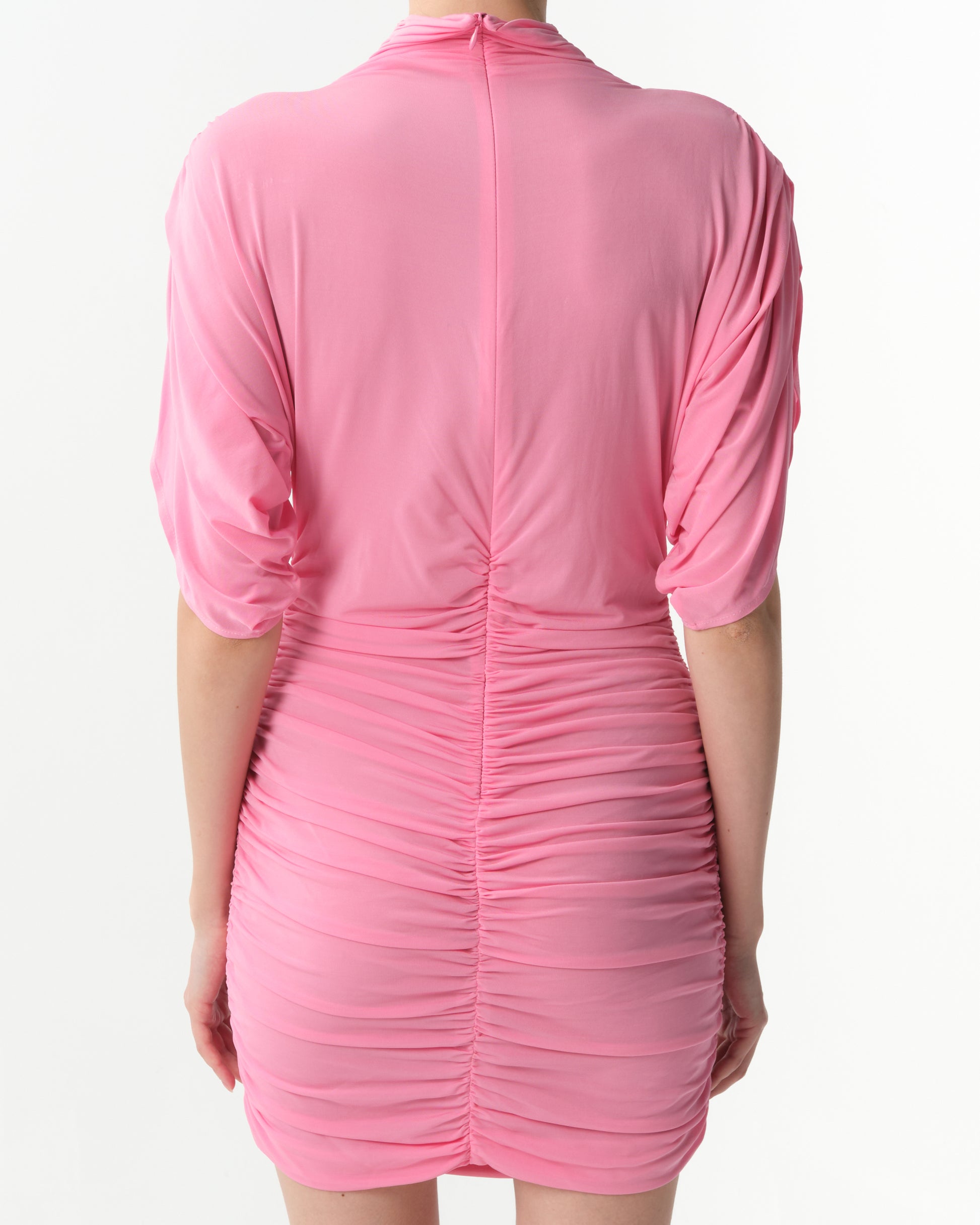Floral-Appliquéd Ruched Jersey Mini Dress