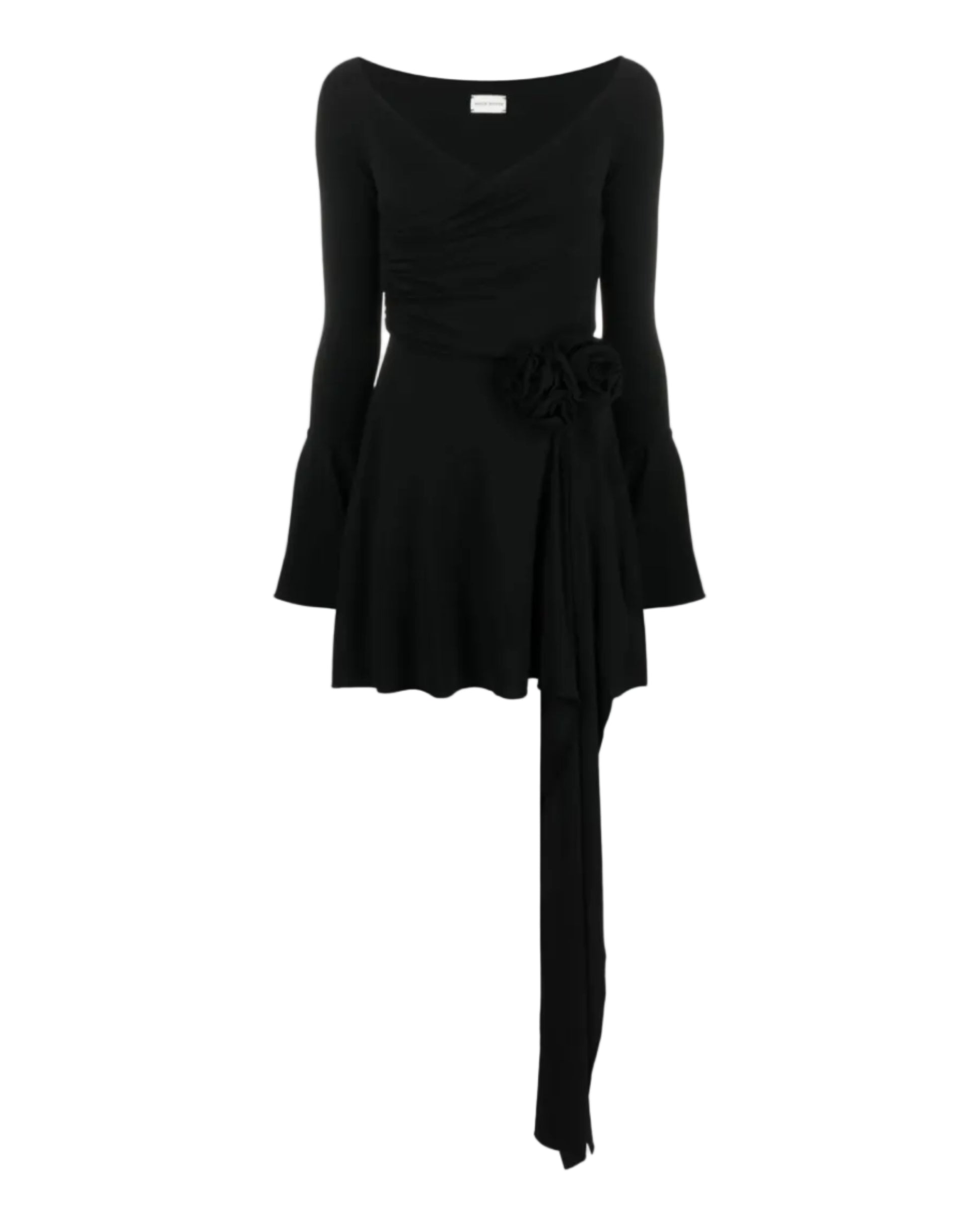 Rose-Appliqué Fluted Dress
