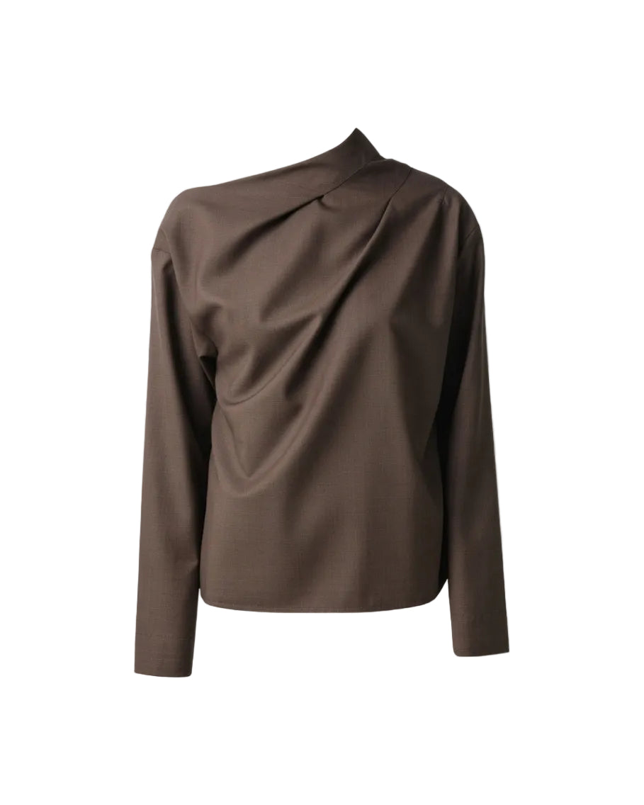 Mauris Asymmetric Draped Wool Top