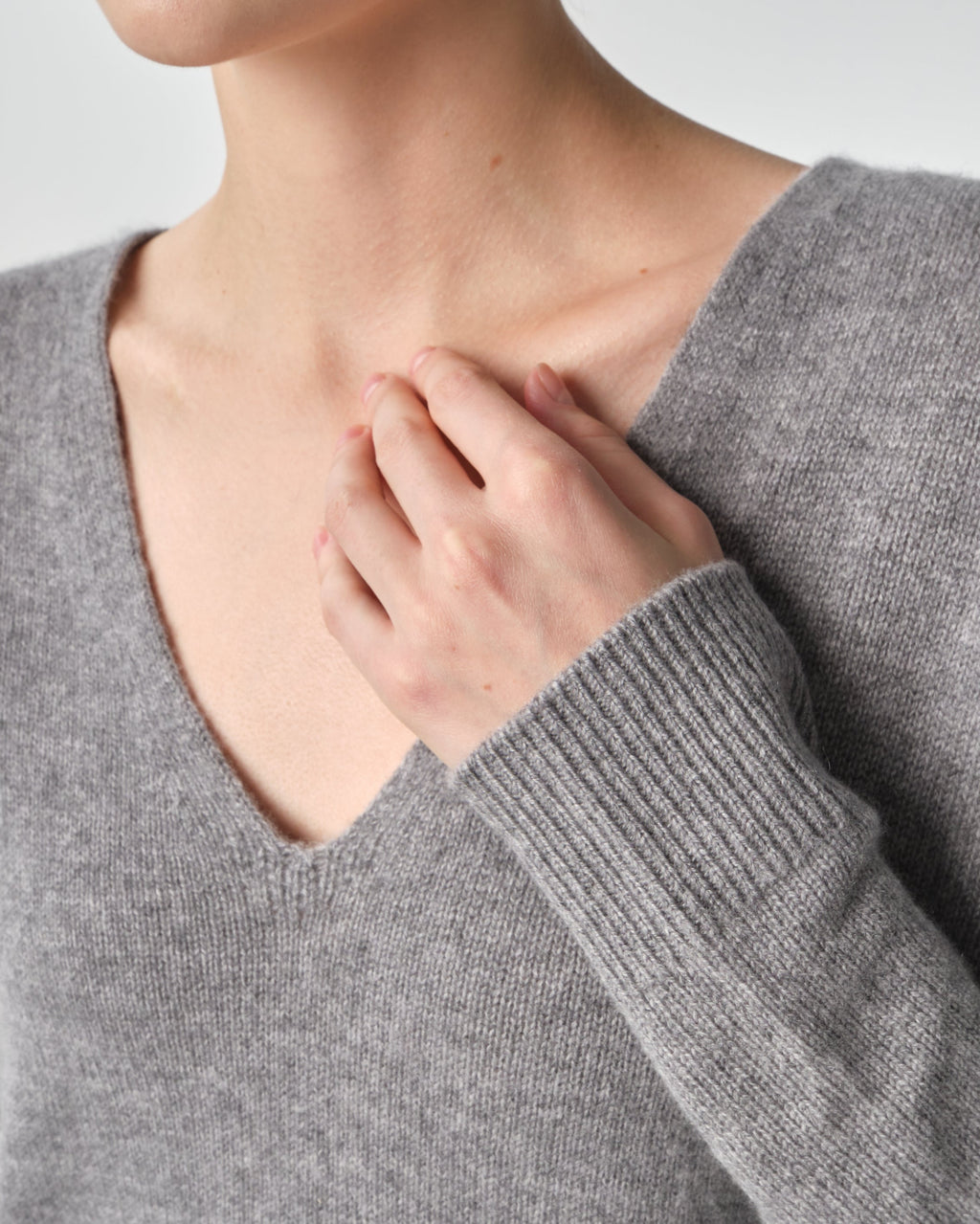 V-Neck Long Sleeve Cashmere Top