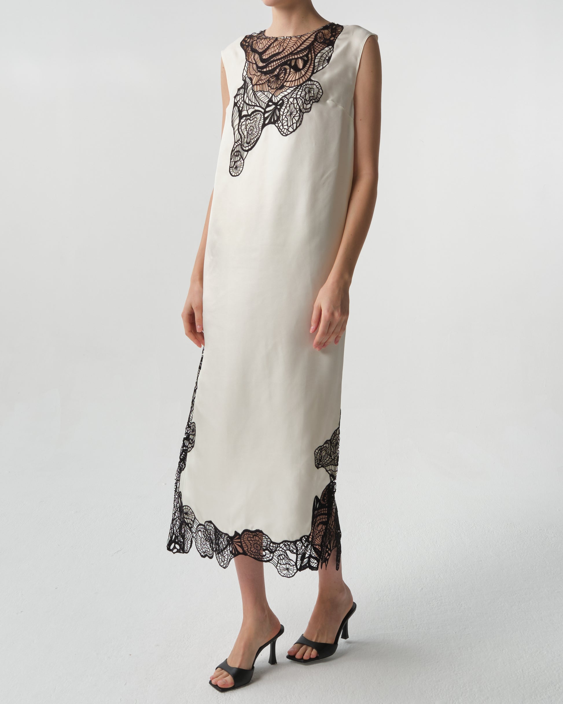 Uma Lace-Trim Silk Maxi Dress