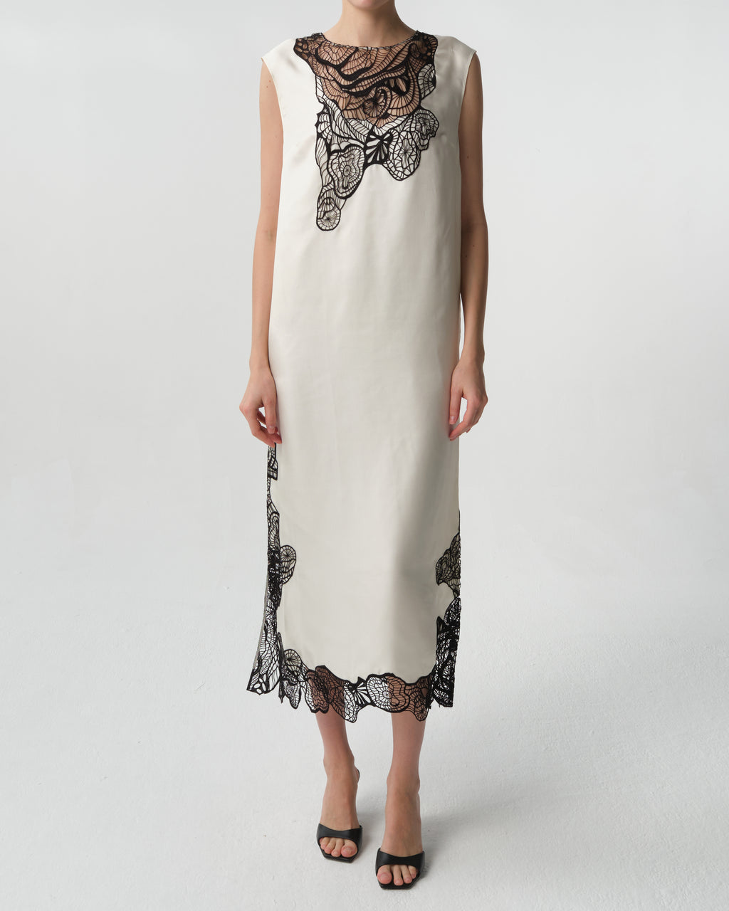 Uma Lace-Trim Silk Maxi Dress