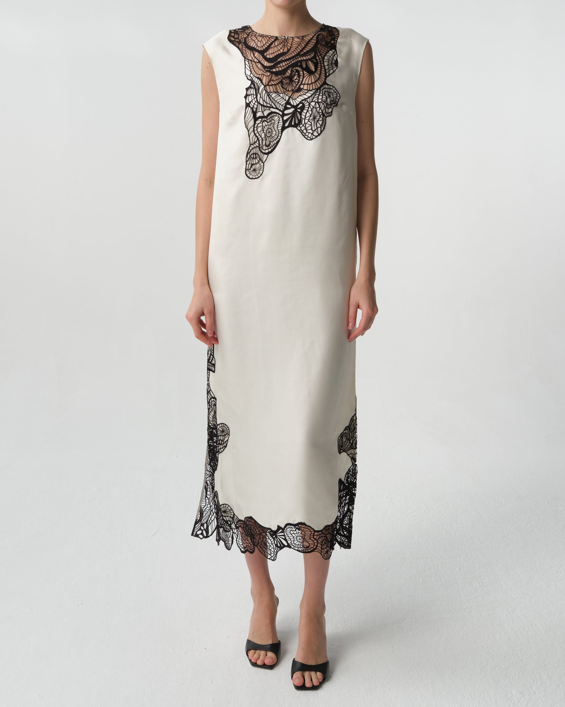 Uma Lace-Trim Silk Maxi Dress
