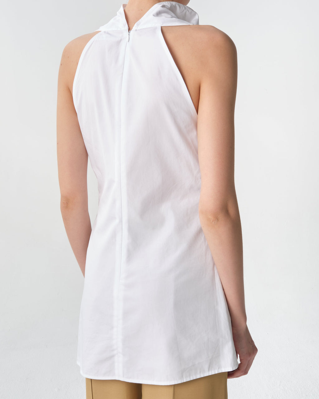 Sleeveless Cowl Neck Poplin Top