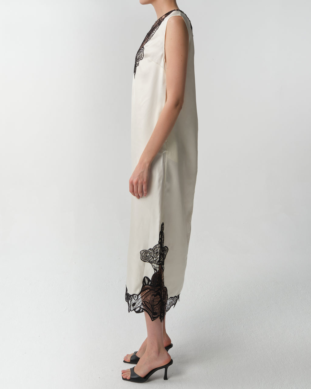 Uma Lace-Trim Silk Maxi Dress