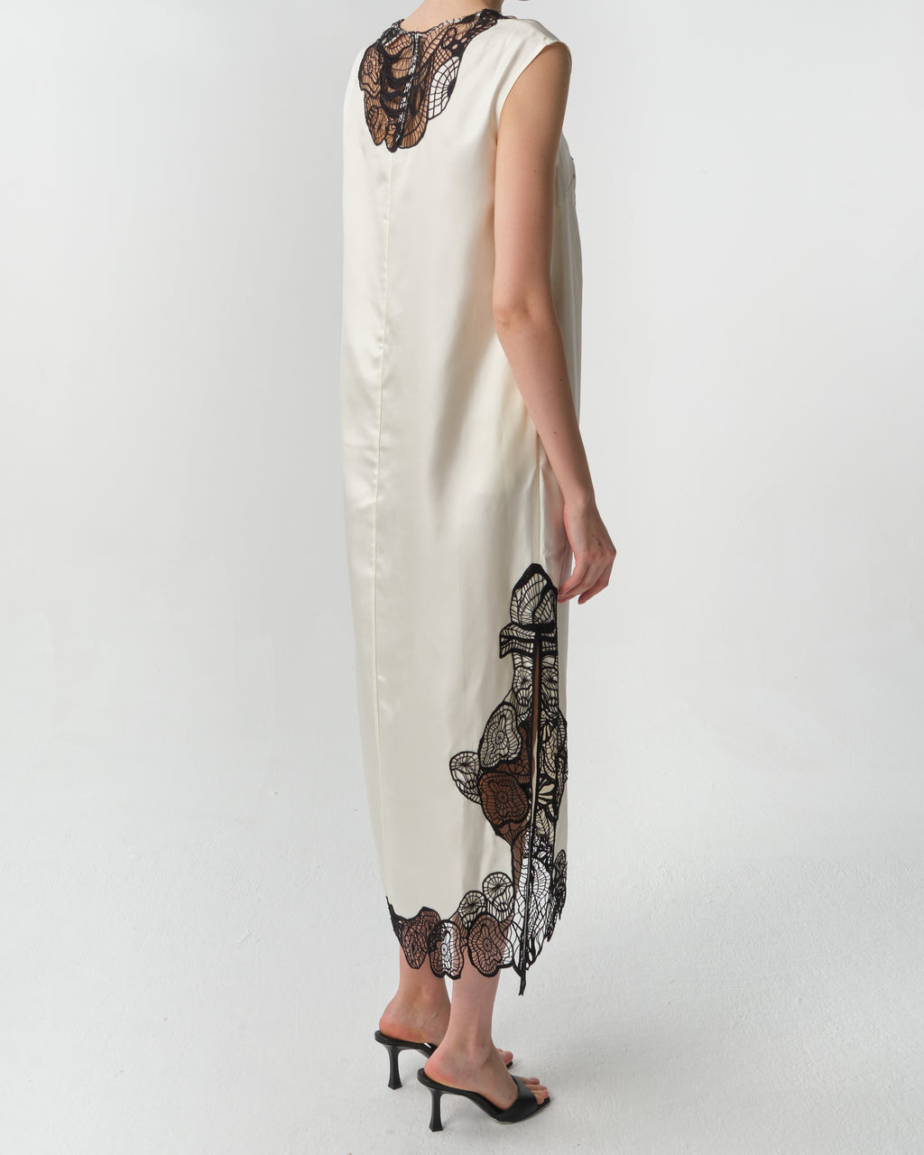 Uma Lace-Trim Silk Maxi Dress
