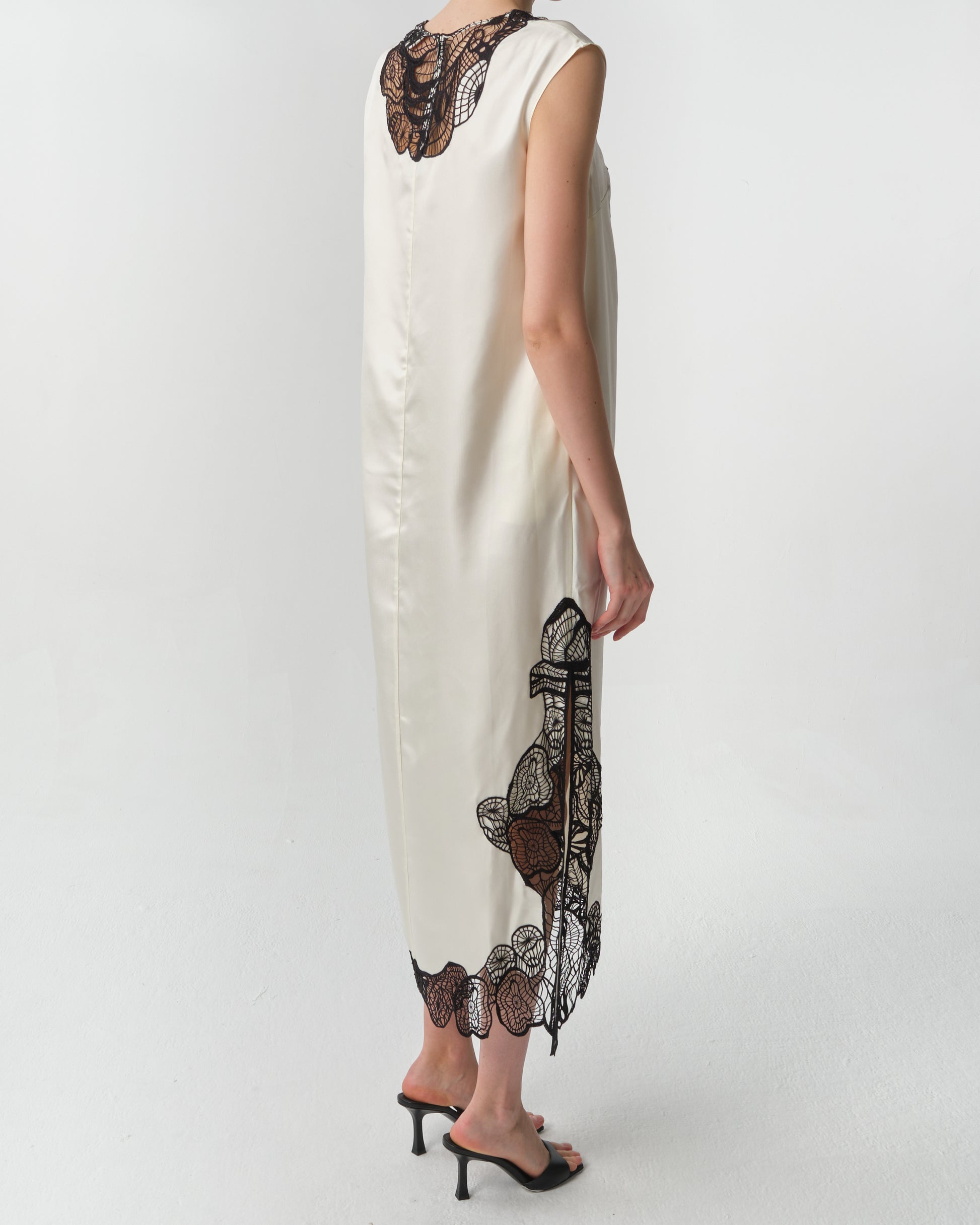 Uma Lace-Trim Silk Maxi Dress