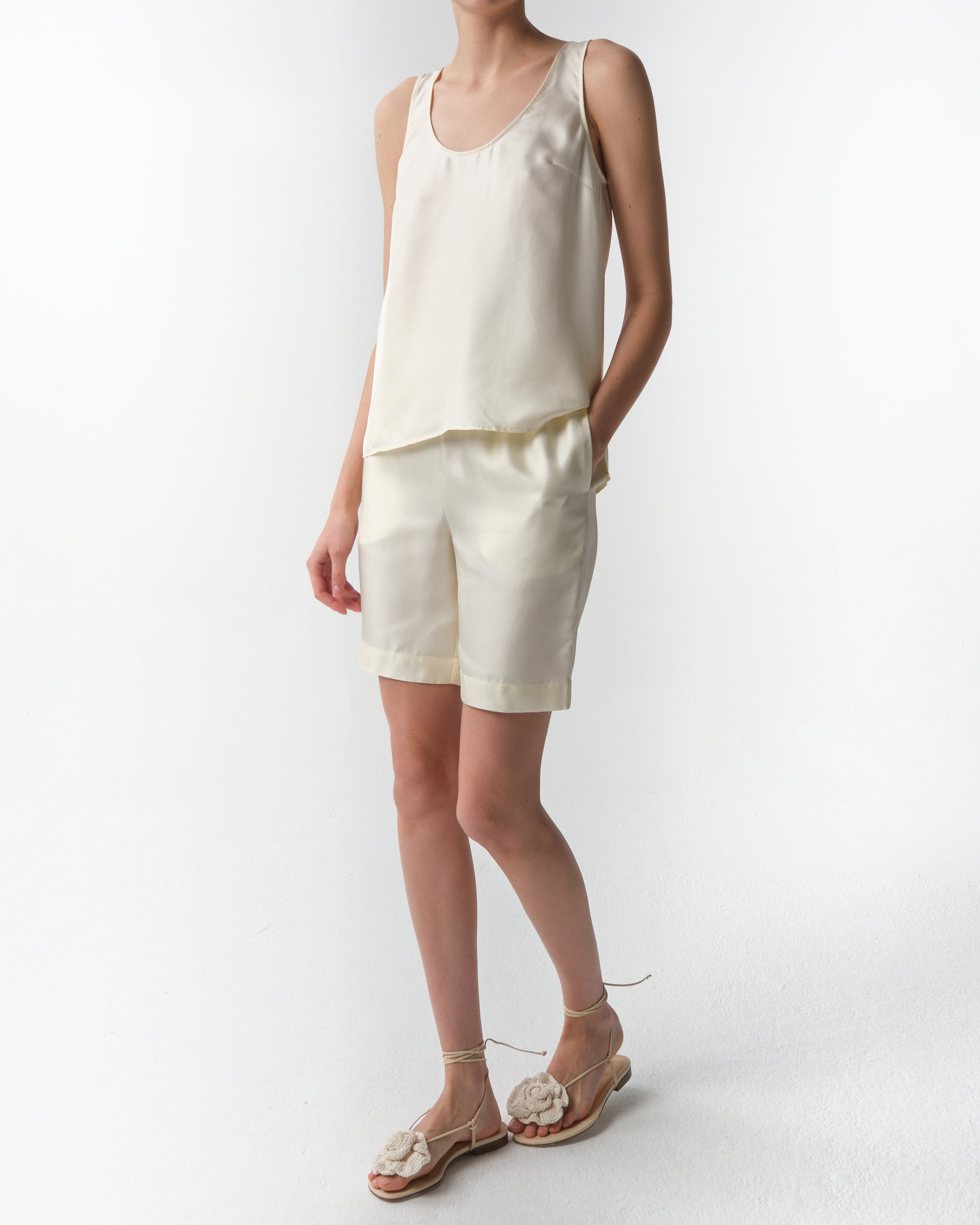 Zinia Silk-Twill Shorts