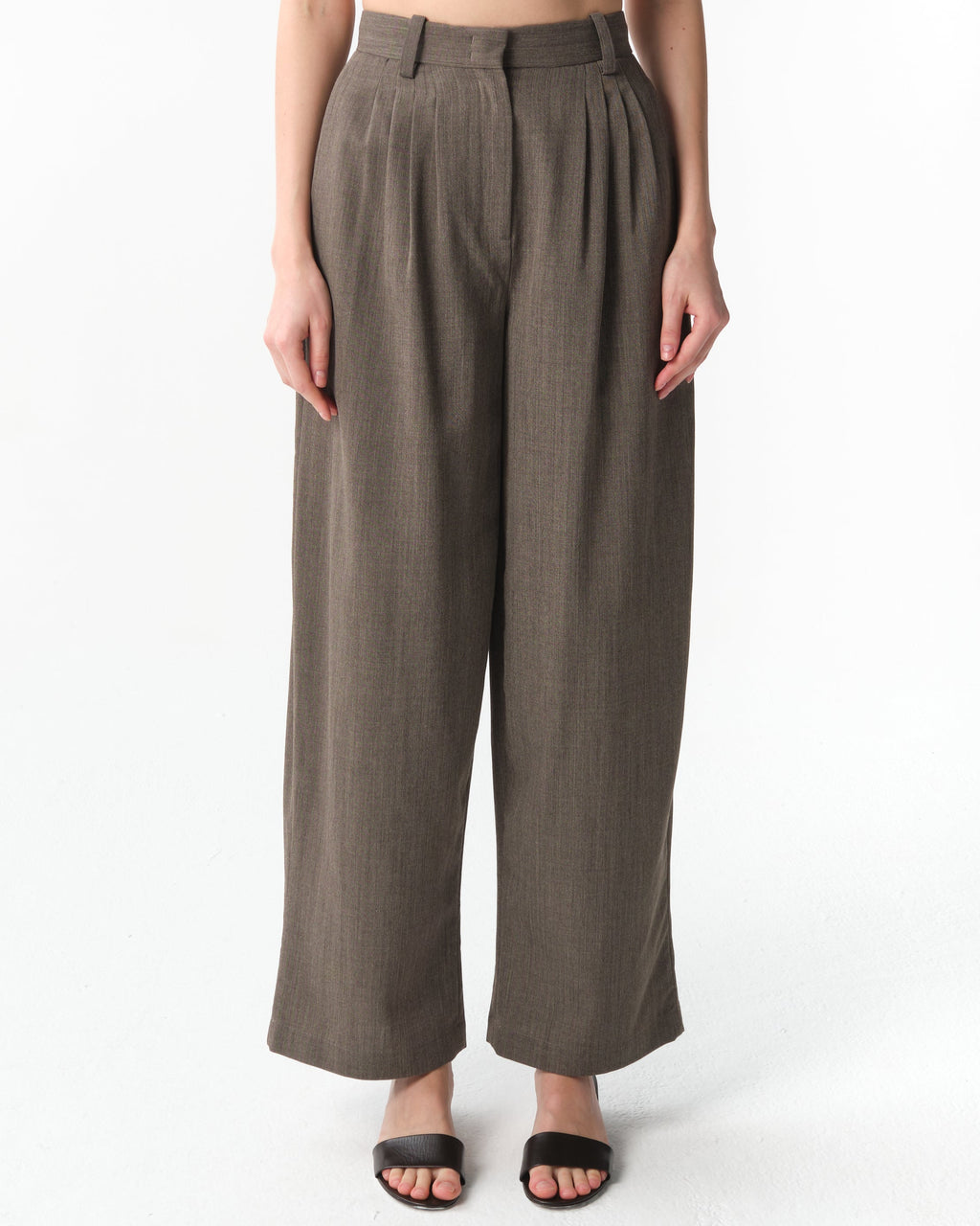 Wool-Blend Barrel-Leg Pants