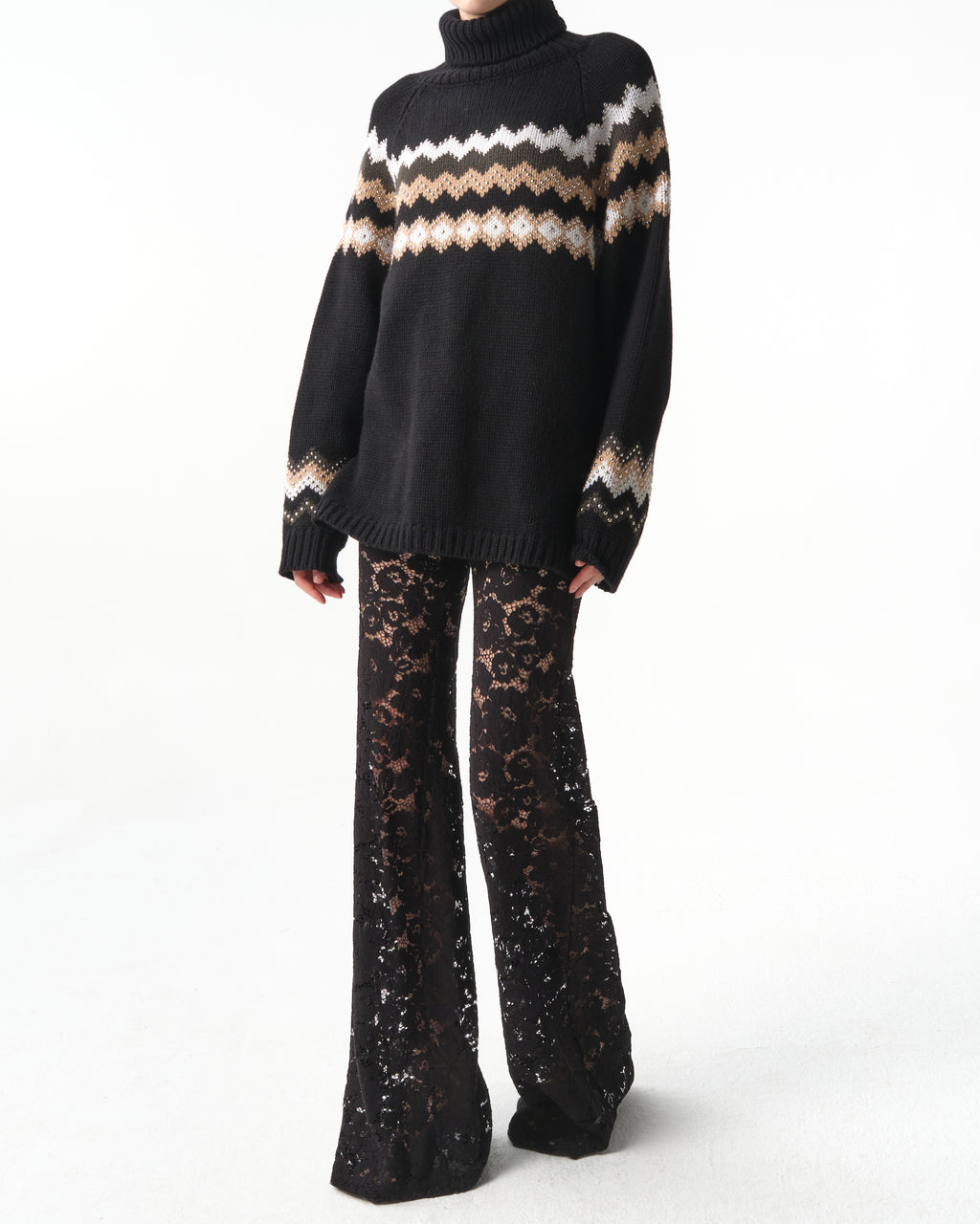Floral Lace Flare Trousers