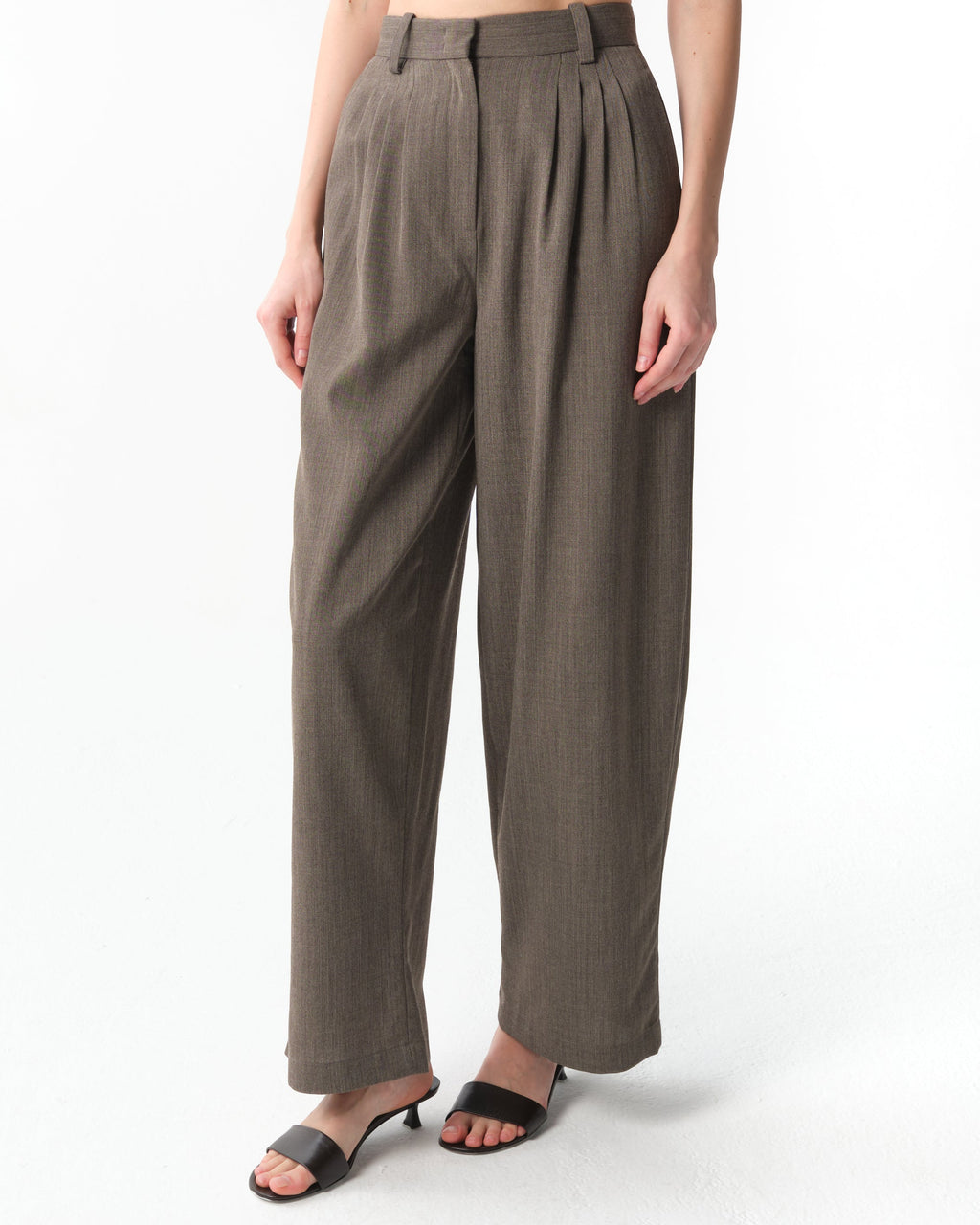 Wool-Blend Barrel-Leg Pants