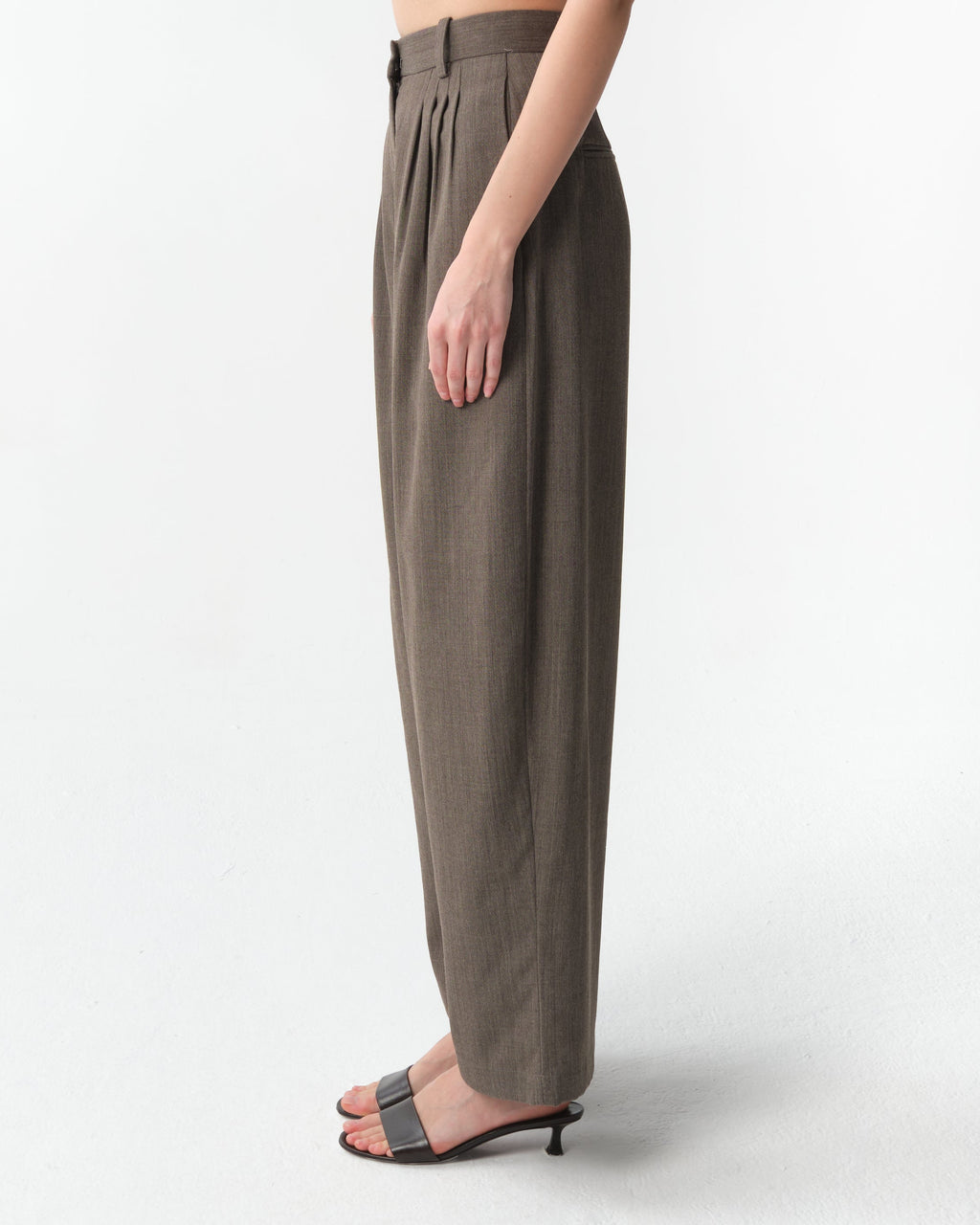 Wool-Blend Barrel-Leg Pants
