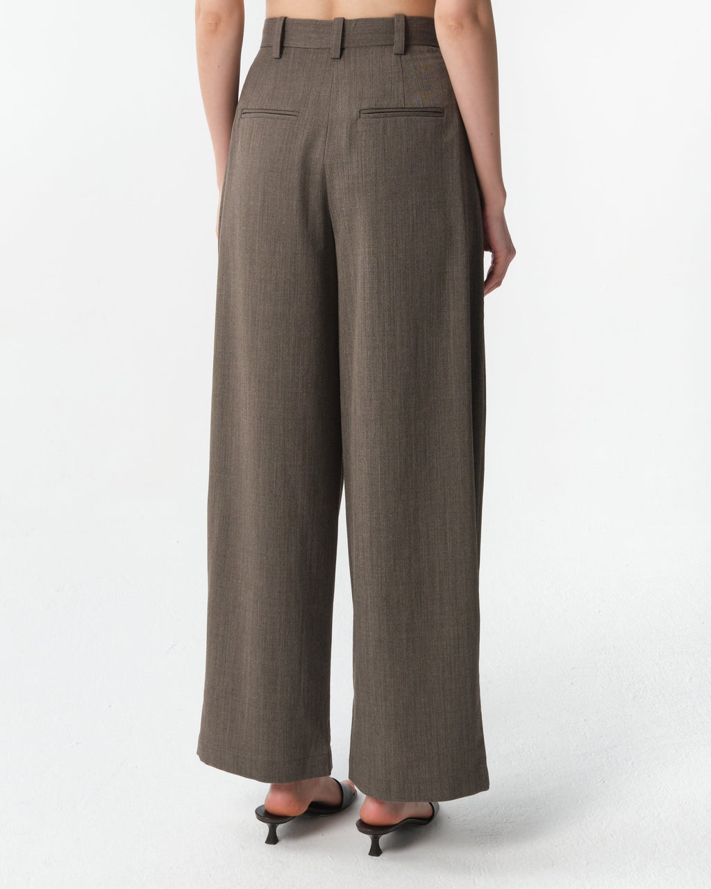 Wool-Blend Barrel-Leg Pants