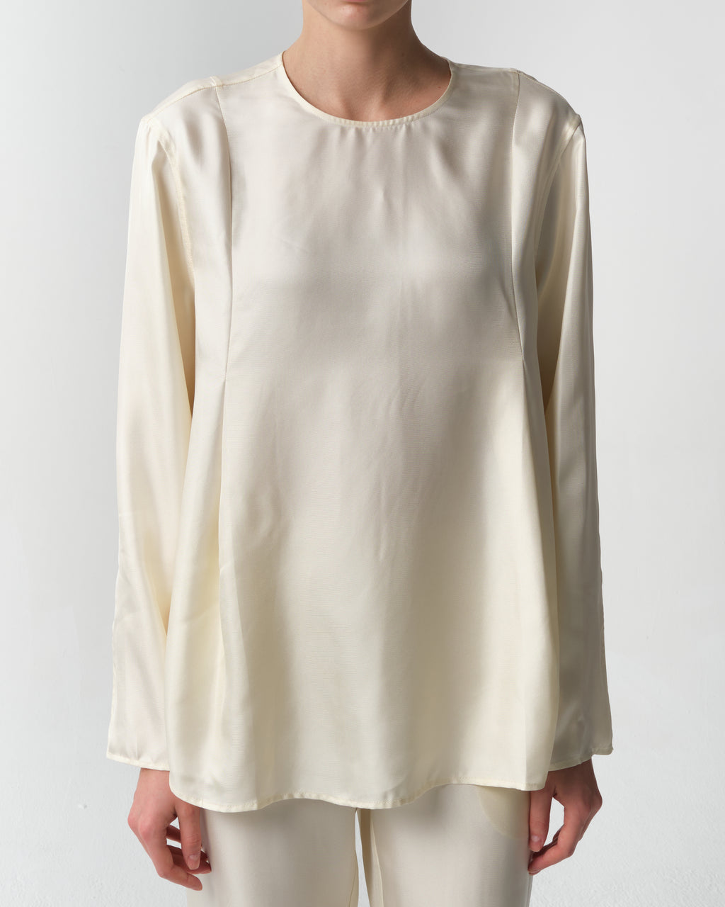 Adalyn Pleated Silk-Twill Top