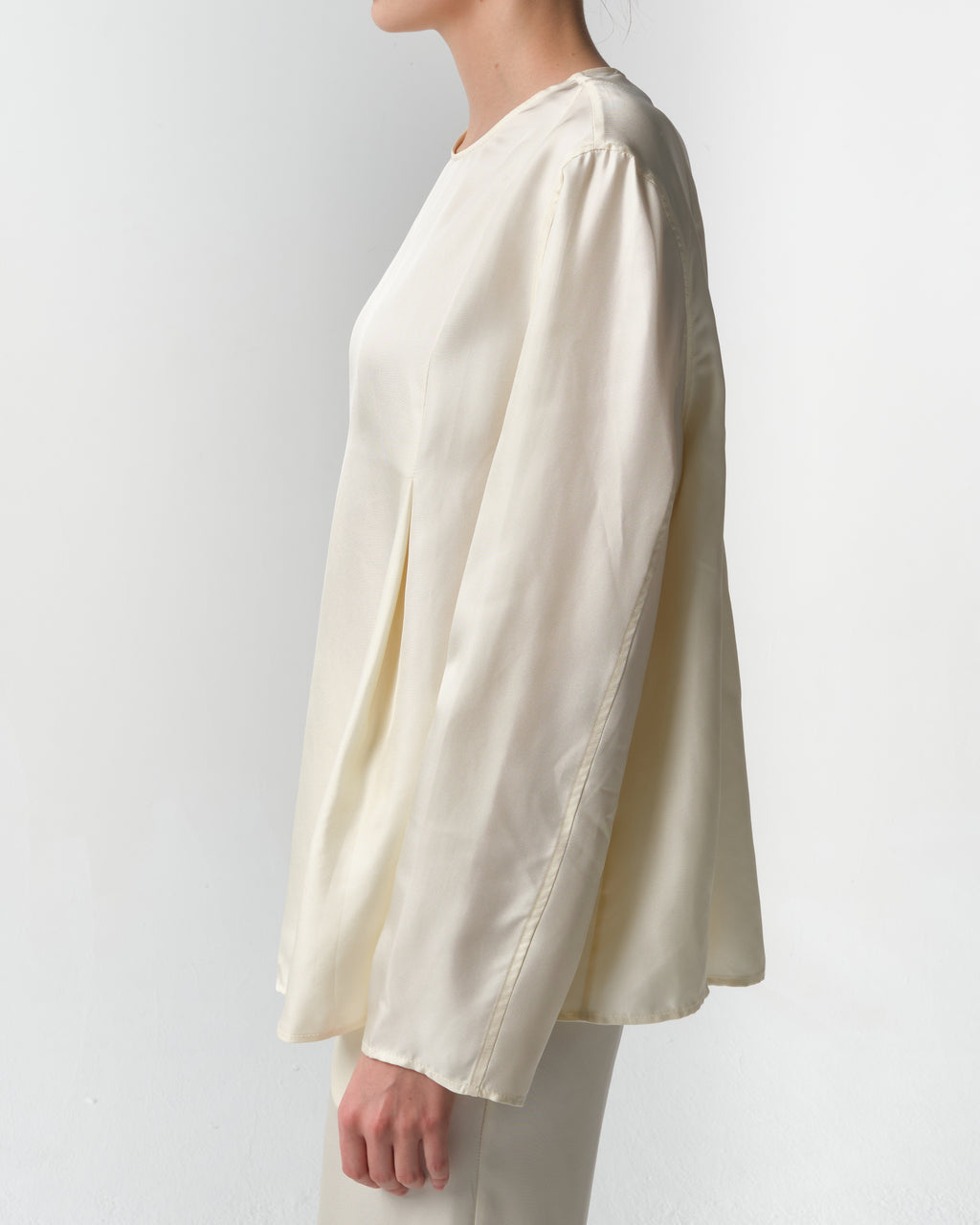 Adalyn Pleated Silk-Twill Top