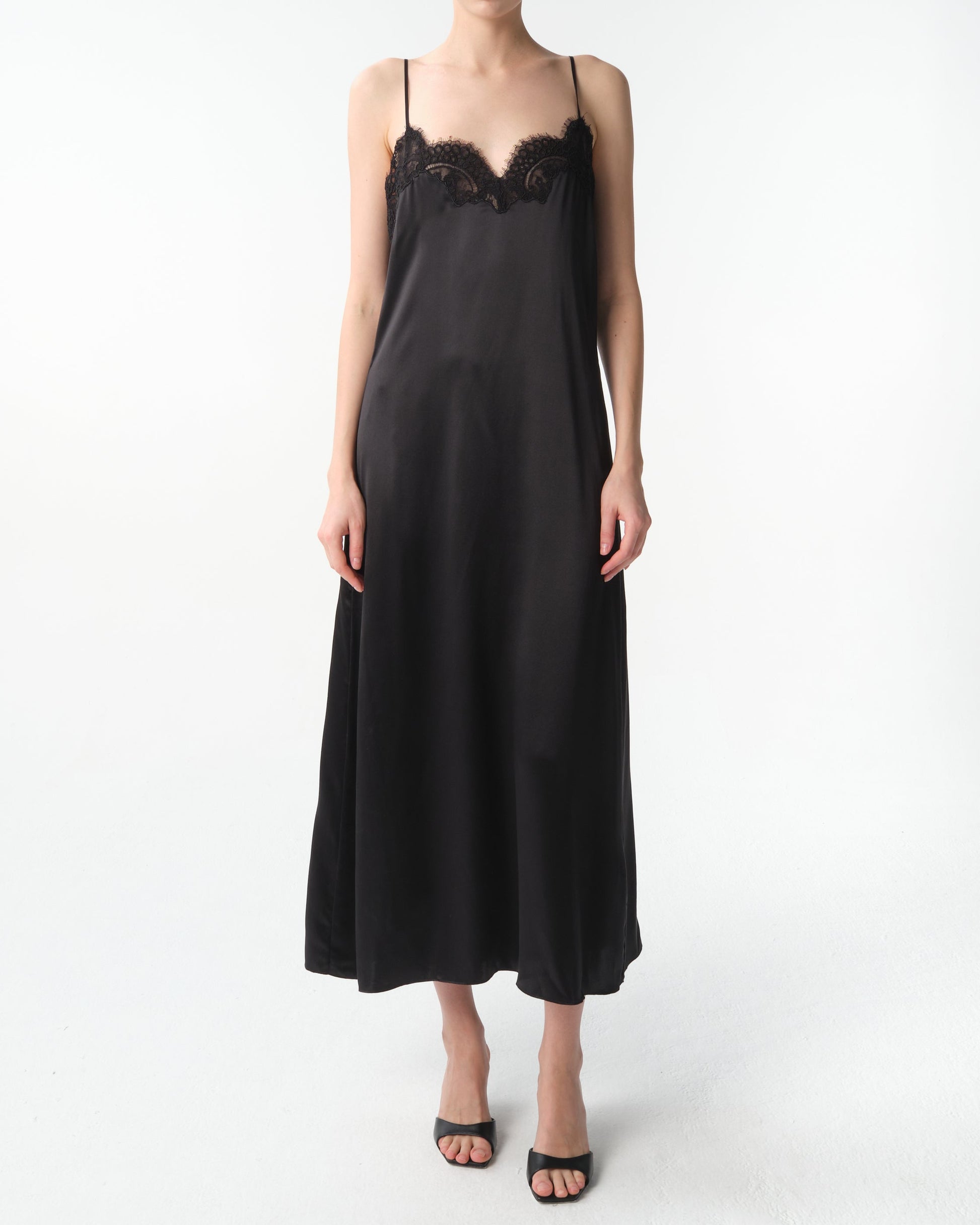 Half Placket Lace-Trimmed Dress