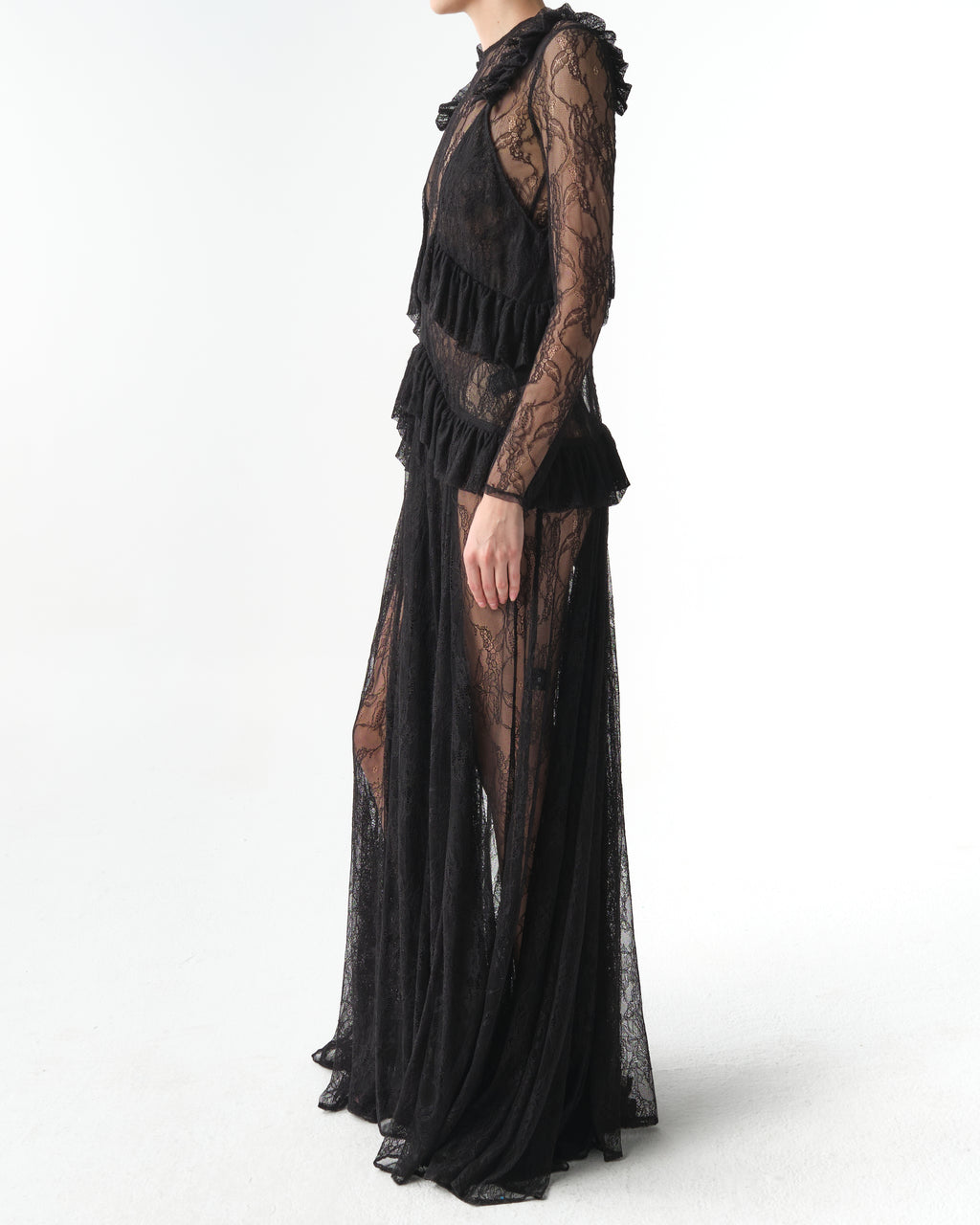Lace Maxi Dress with Ruffles